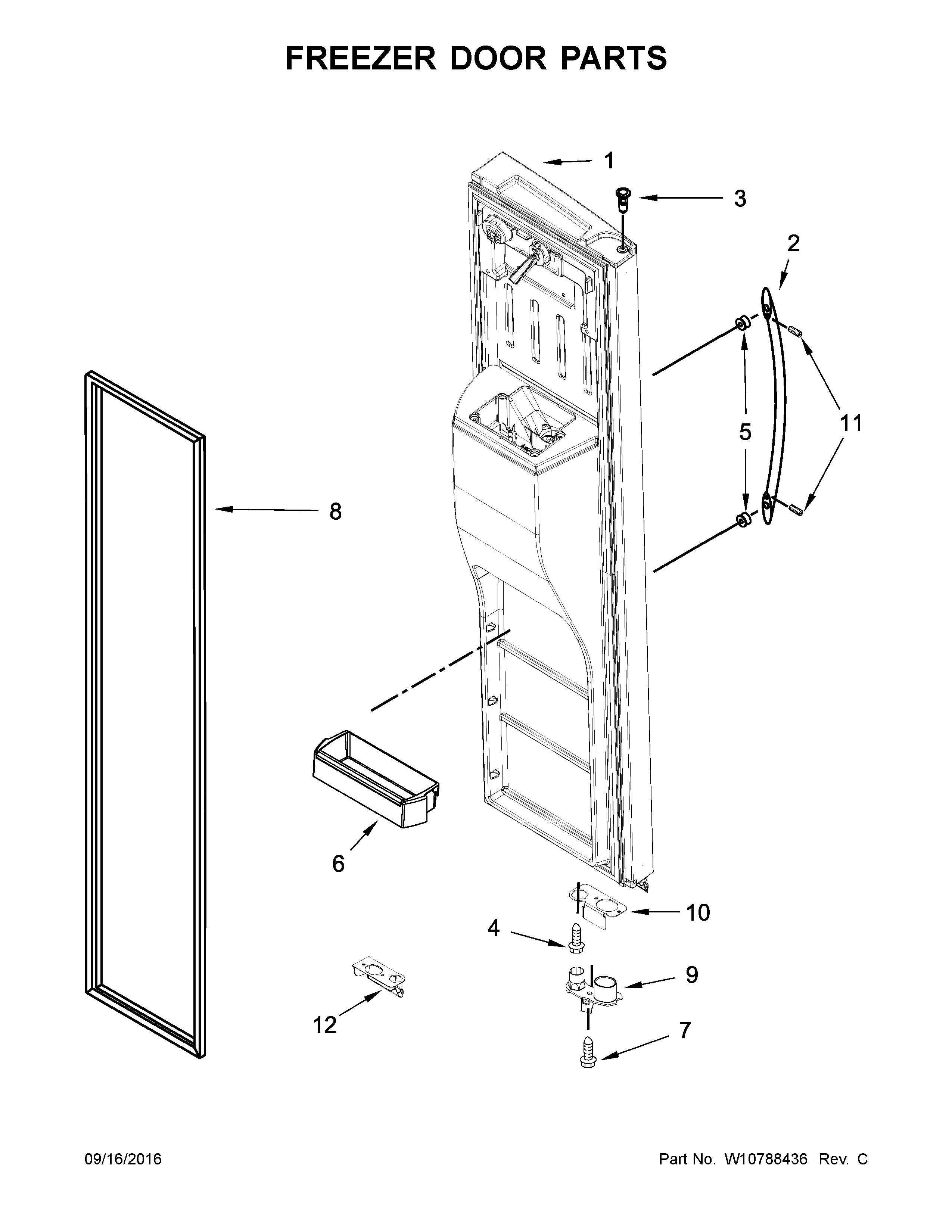Kenmore 10651764510 freezer door parts diagram