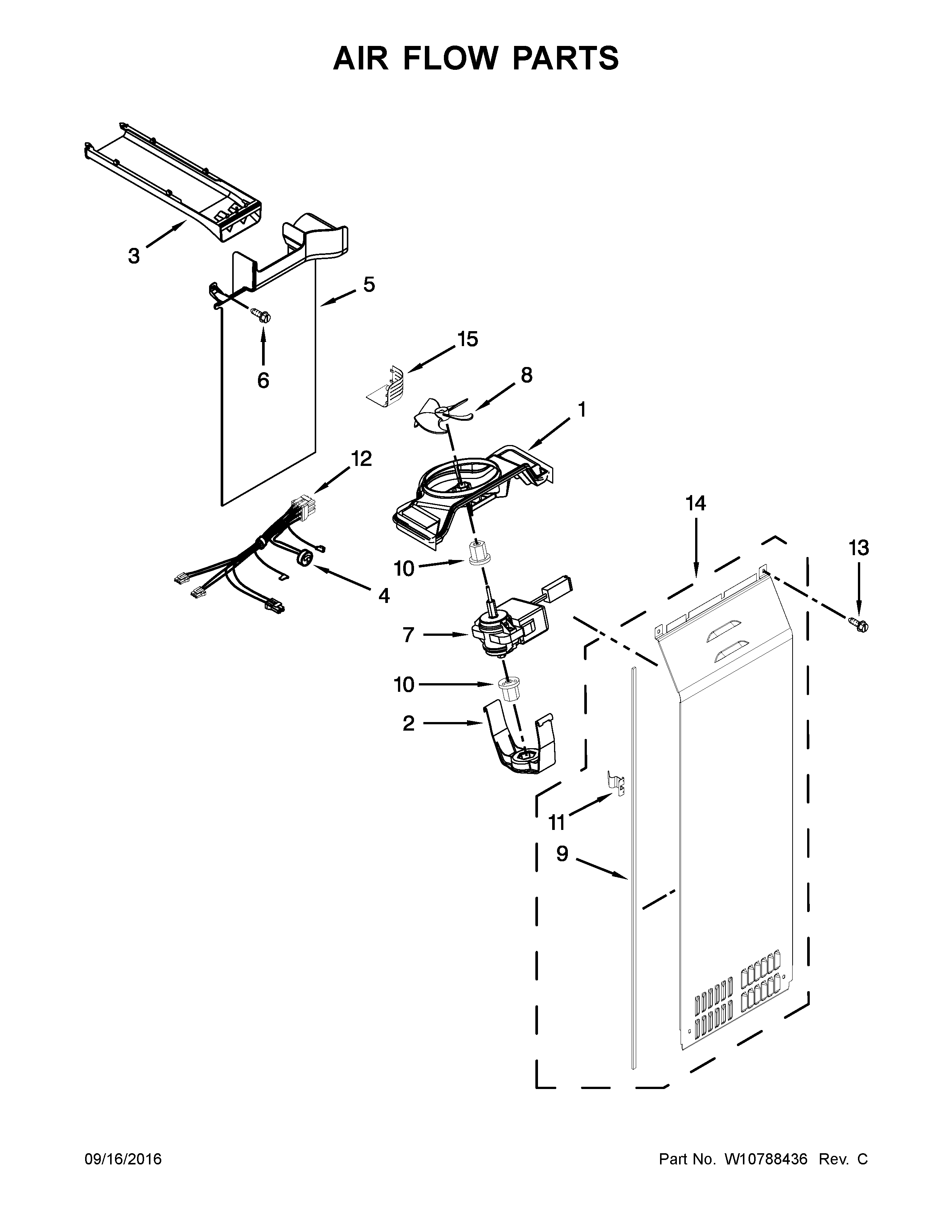 Kenmore 10651764510 air flow parts diagram