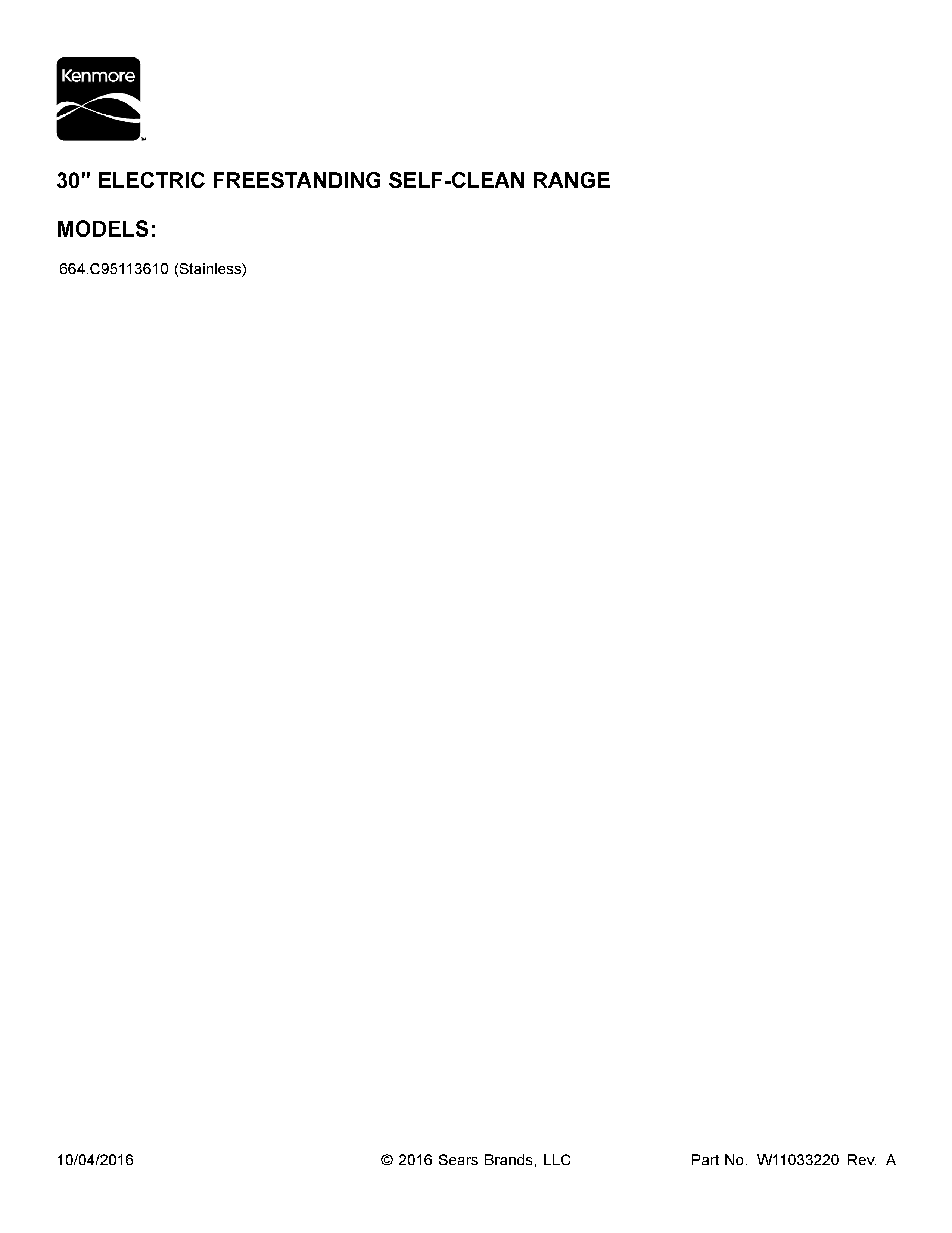 Kenmore 664C95113610 cover sheet diagram