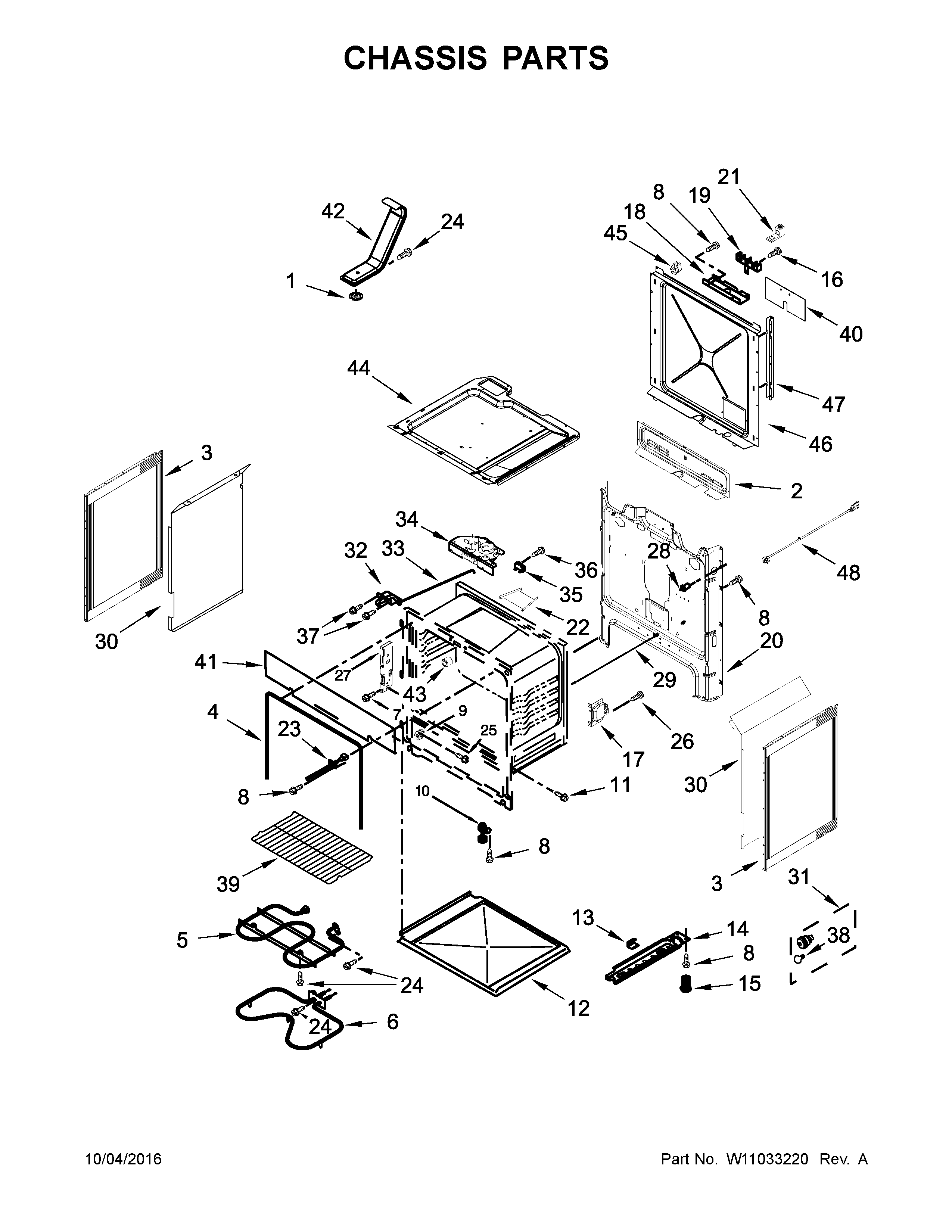 Kenmore 664C95113610 chassis parts diagram