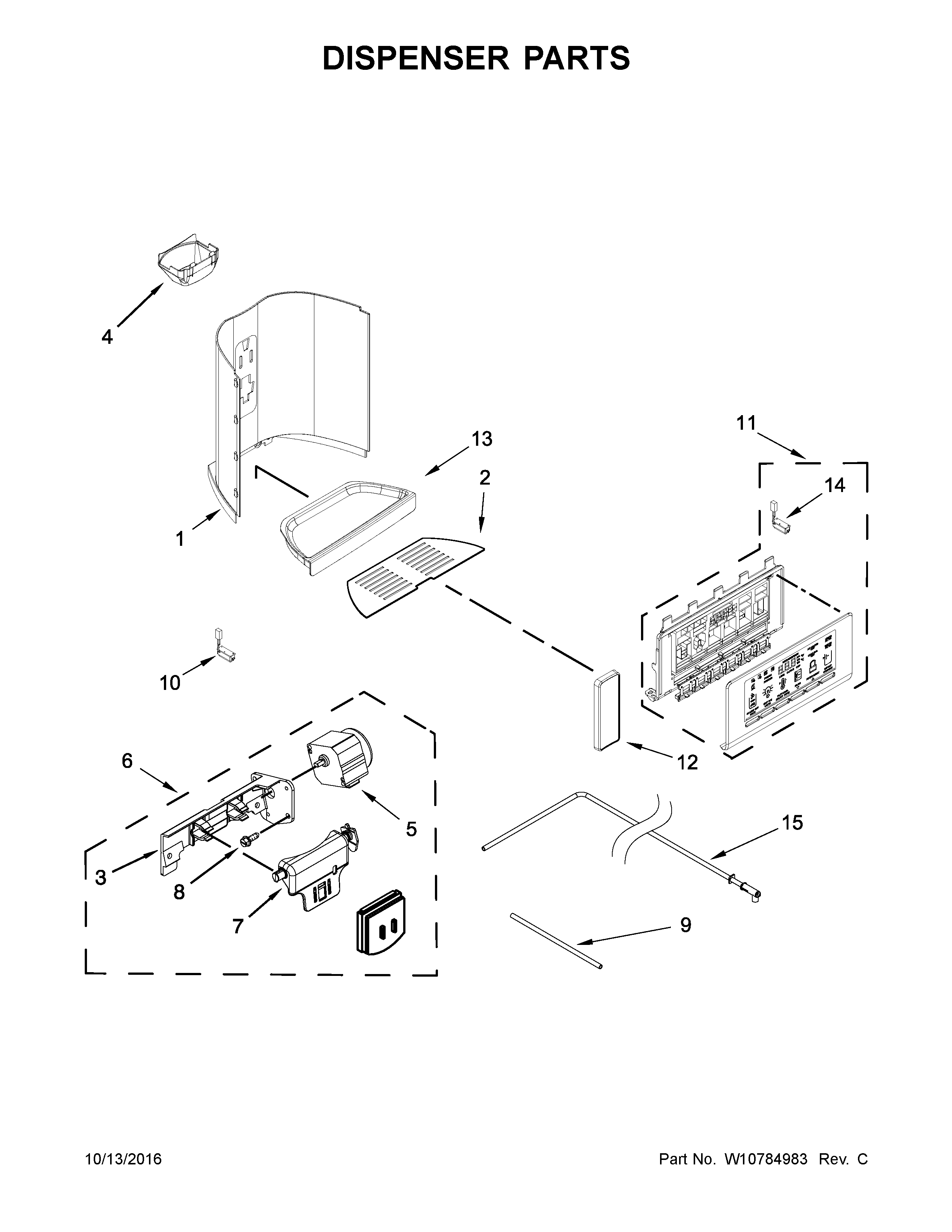 Kenmore Elite 10651773510 dispenser parts diagram