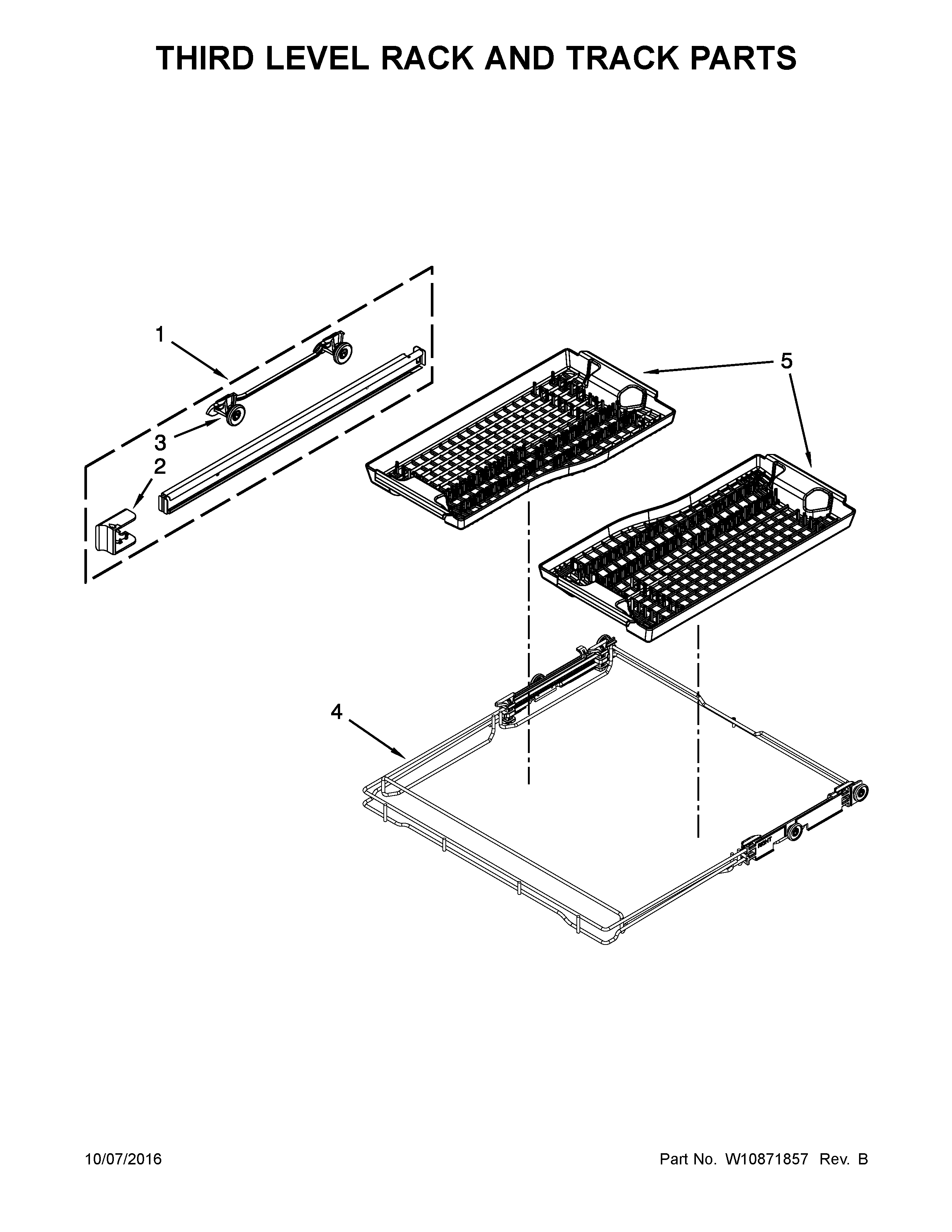 Kenmore 66514579N610 third level rack and track parts diagram
