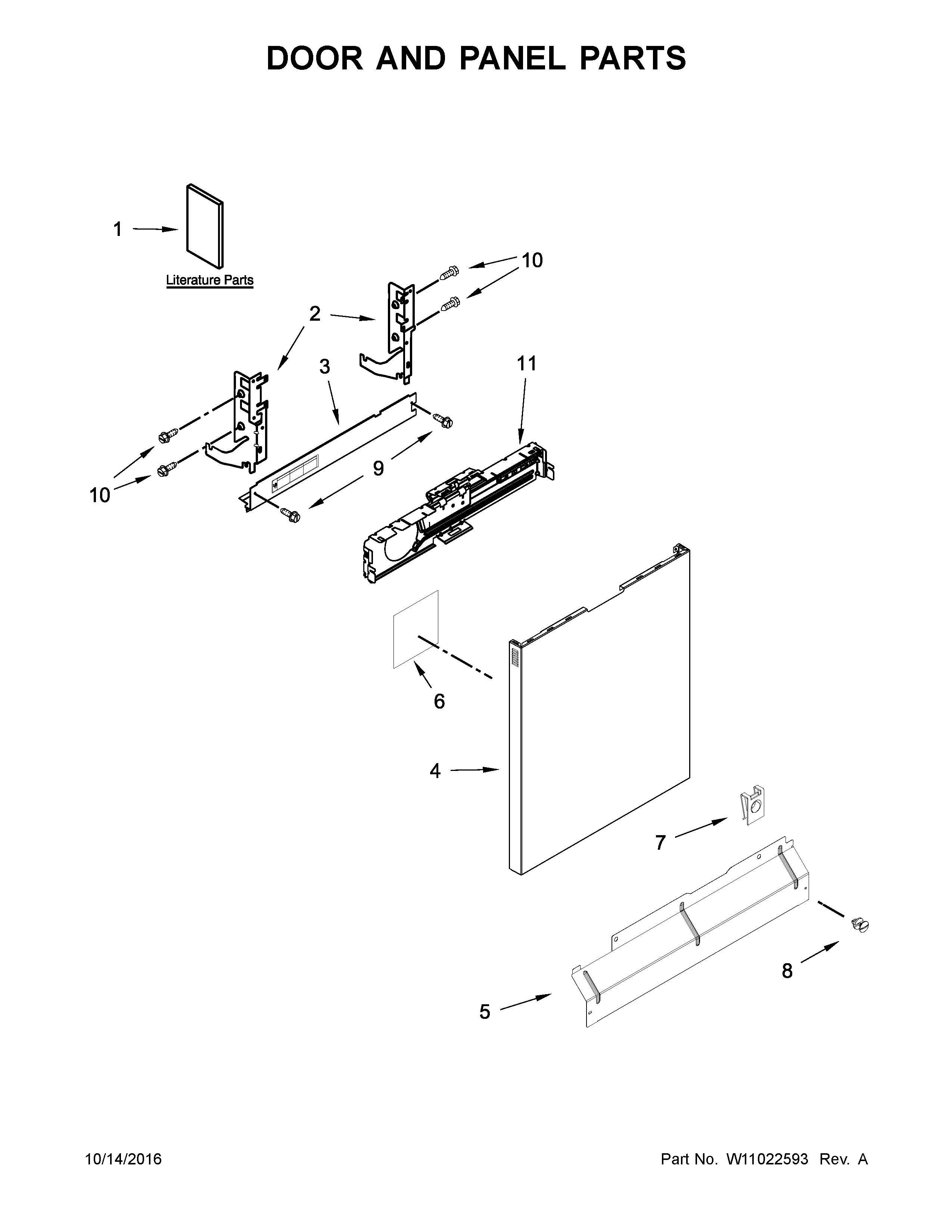Kenmore 66513402N413 door and panel parts diagram