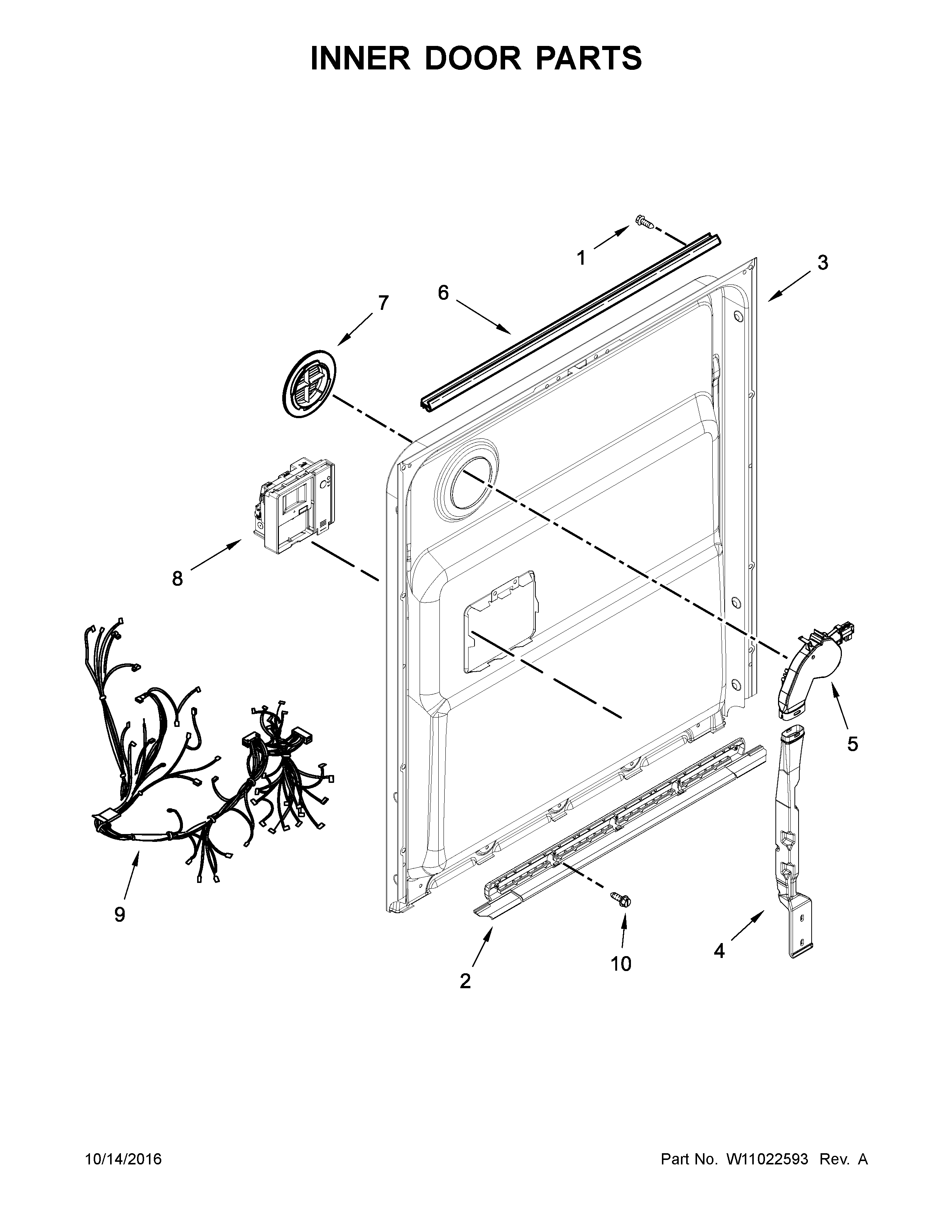 Kenmore 66513402N413 inner door parts diagram