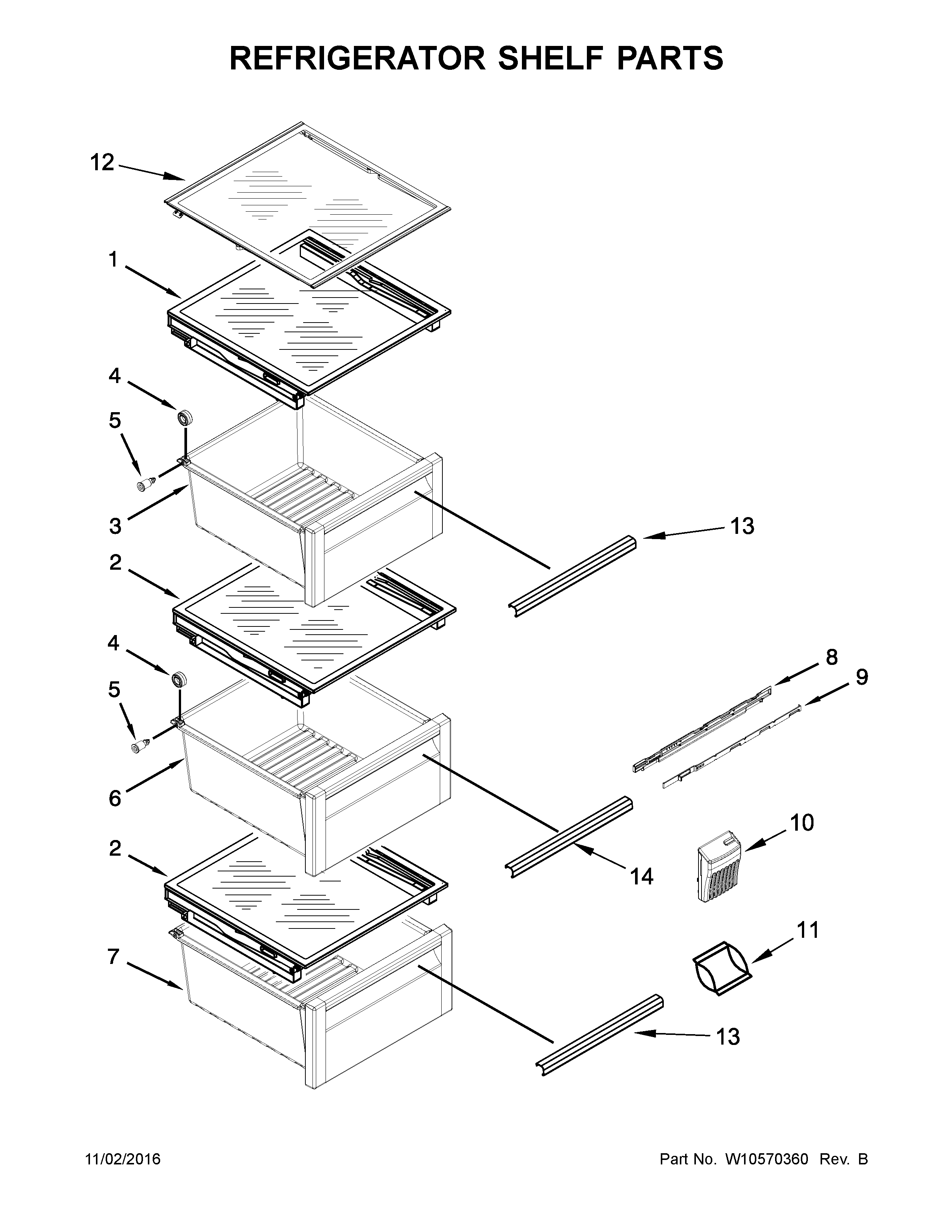 Kenmore Elite 10641169310 refrigerator shelf parts diagram