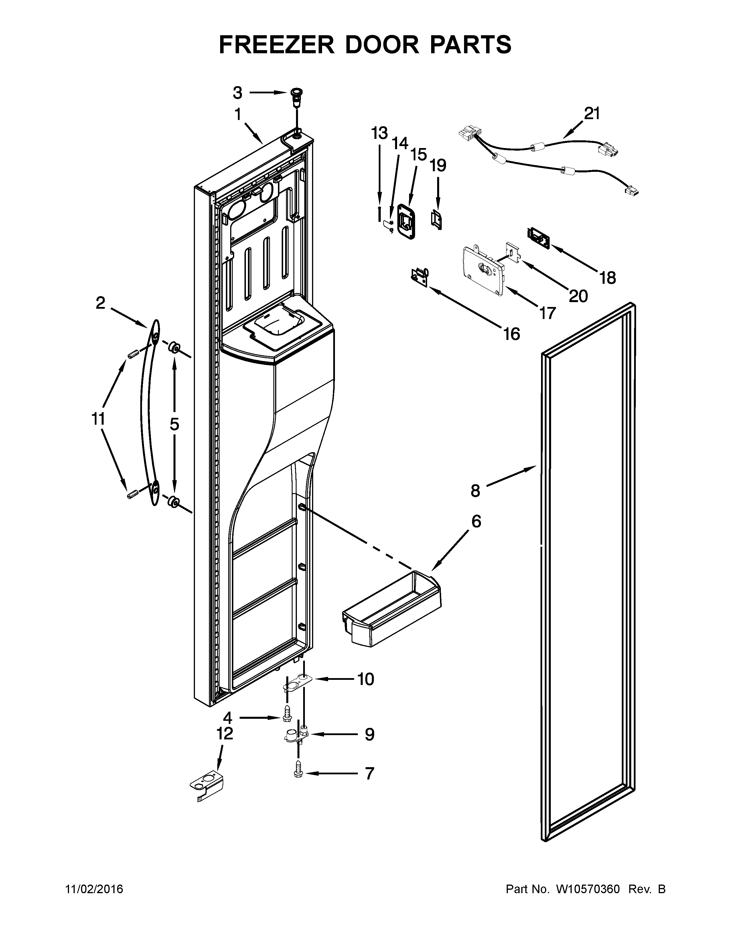 Kenmore Elite 10641169310 freezer door parts diagram