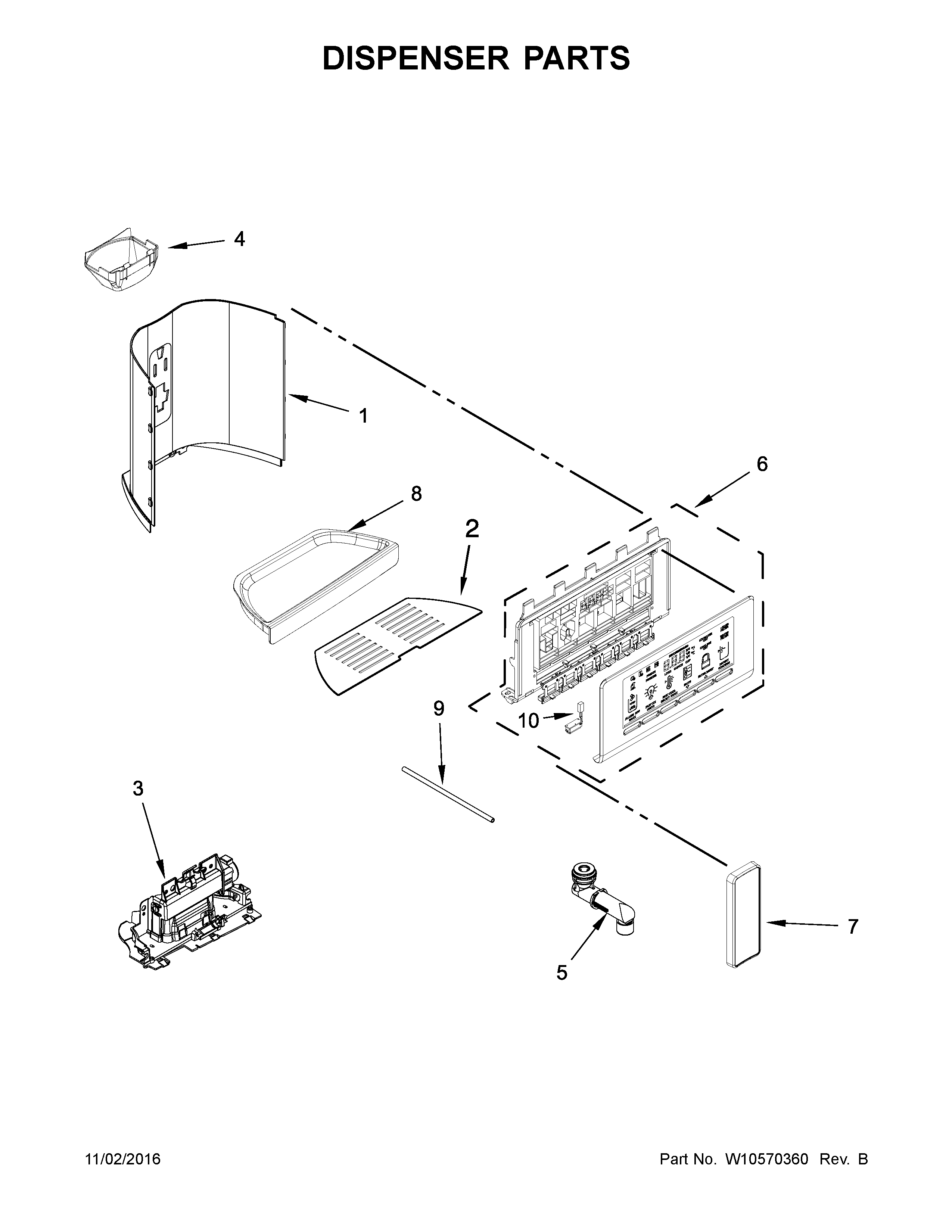 Kenmore Elite 10641169310 dispenser parts diagram