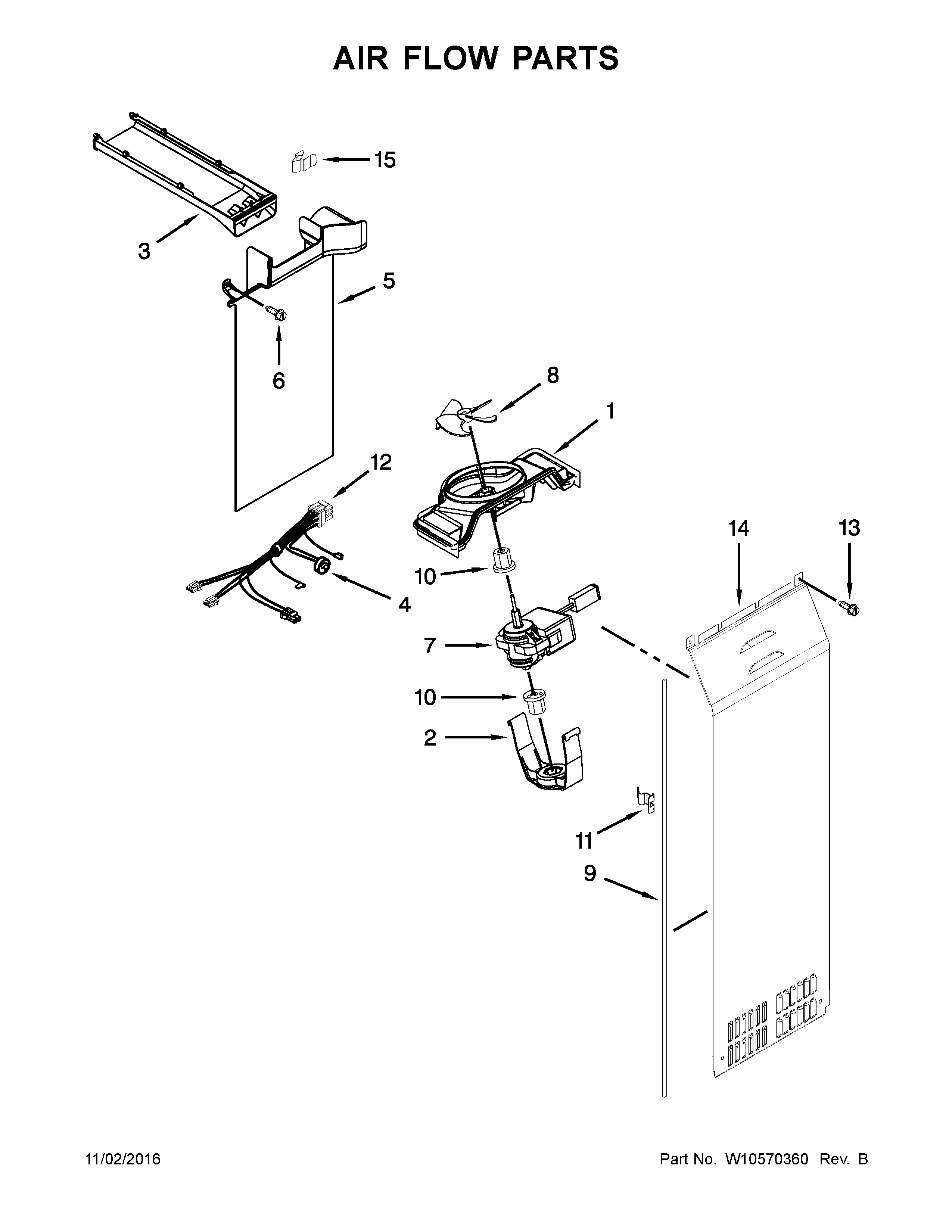 Kenmore Elite 10641169310 air flow parts diagram