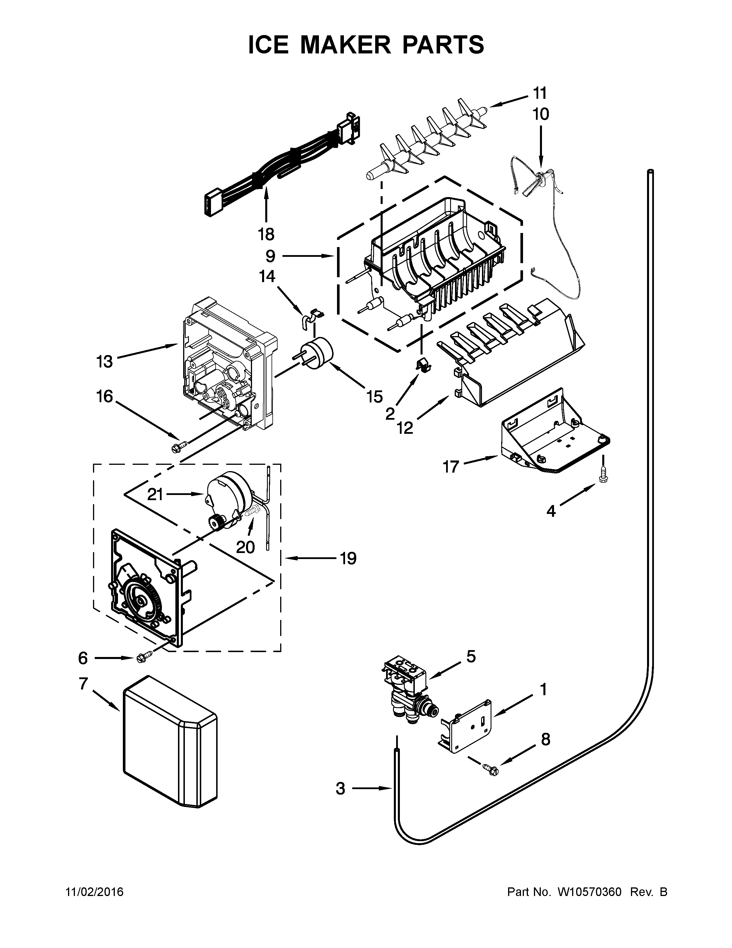 Kenmore Elite 10641169310 ice maker parts diagram