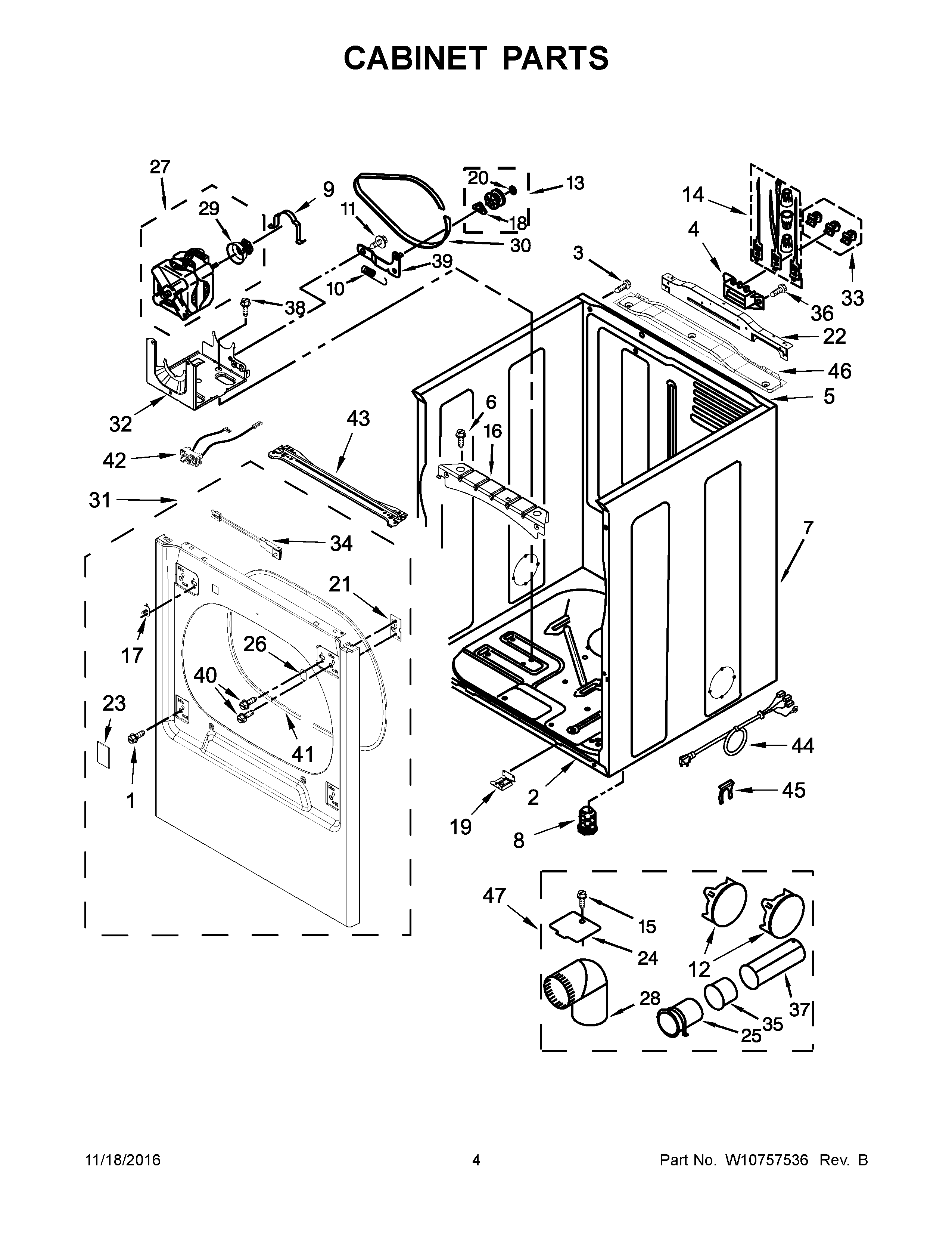 Kenmore 110C69133410 cabinet parts diagram