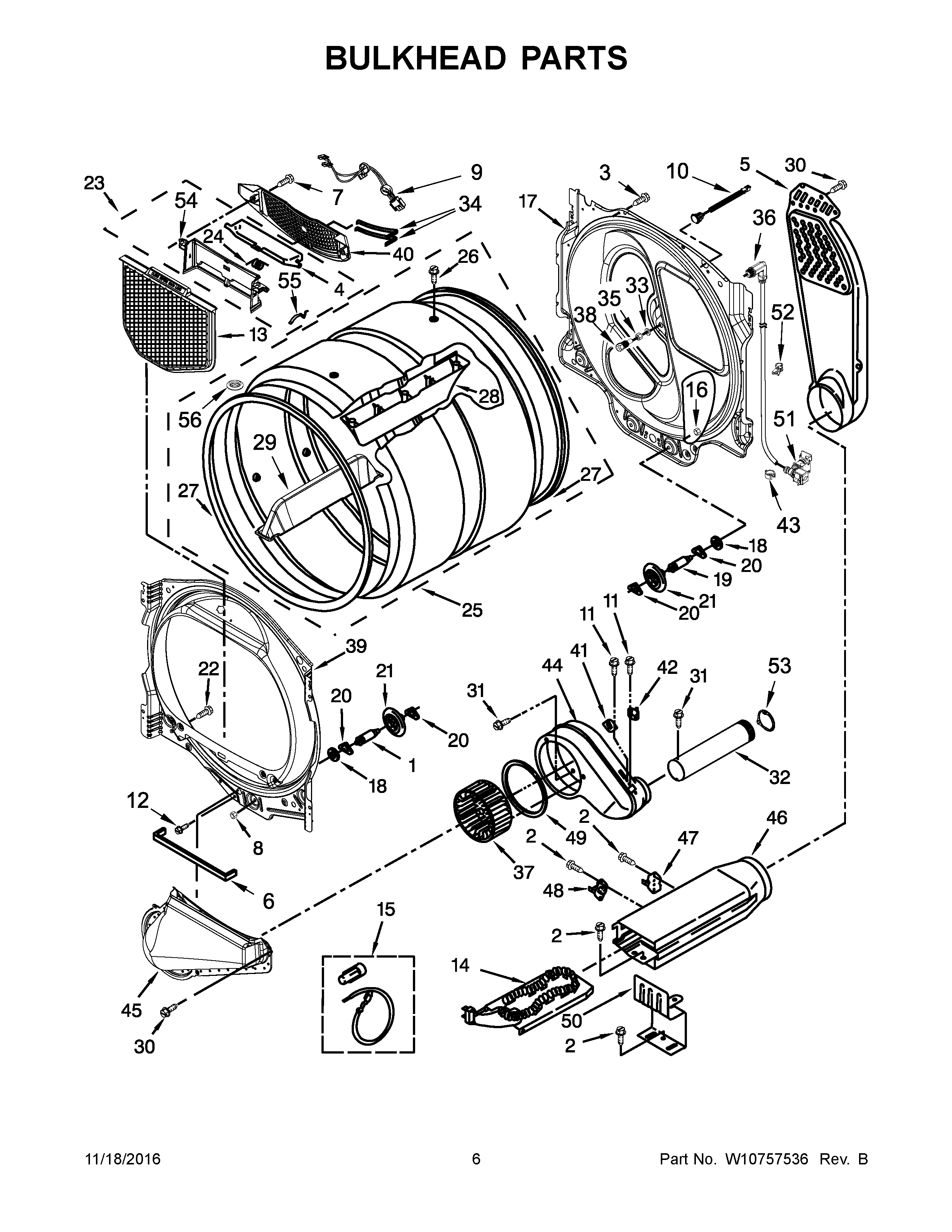 Kenmore 110C69133410 bulkhead parts diagram