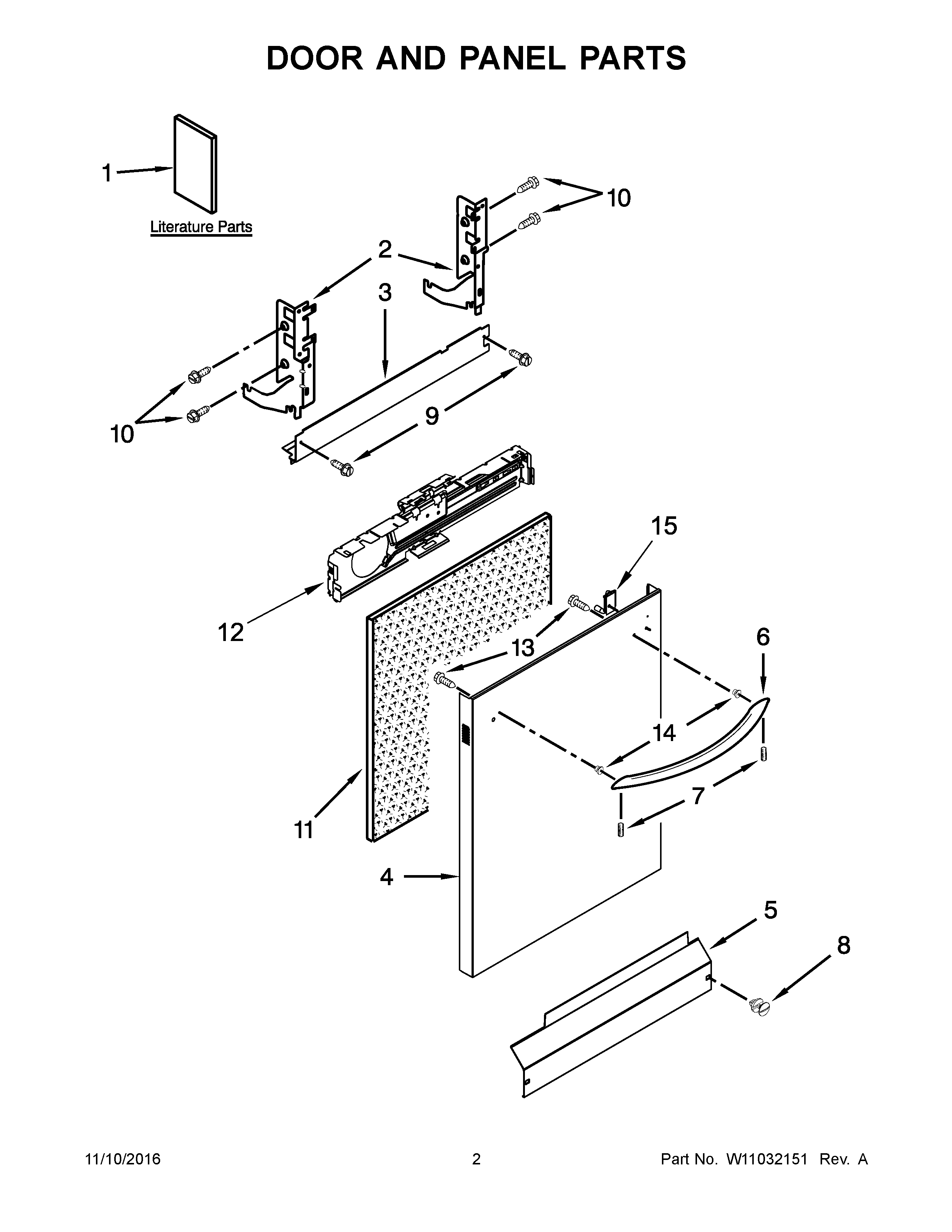 Kenmore 66513543N413 door and panel parts diagram