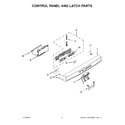 Kenmore 66513223N413 control panel and latch parts diagram