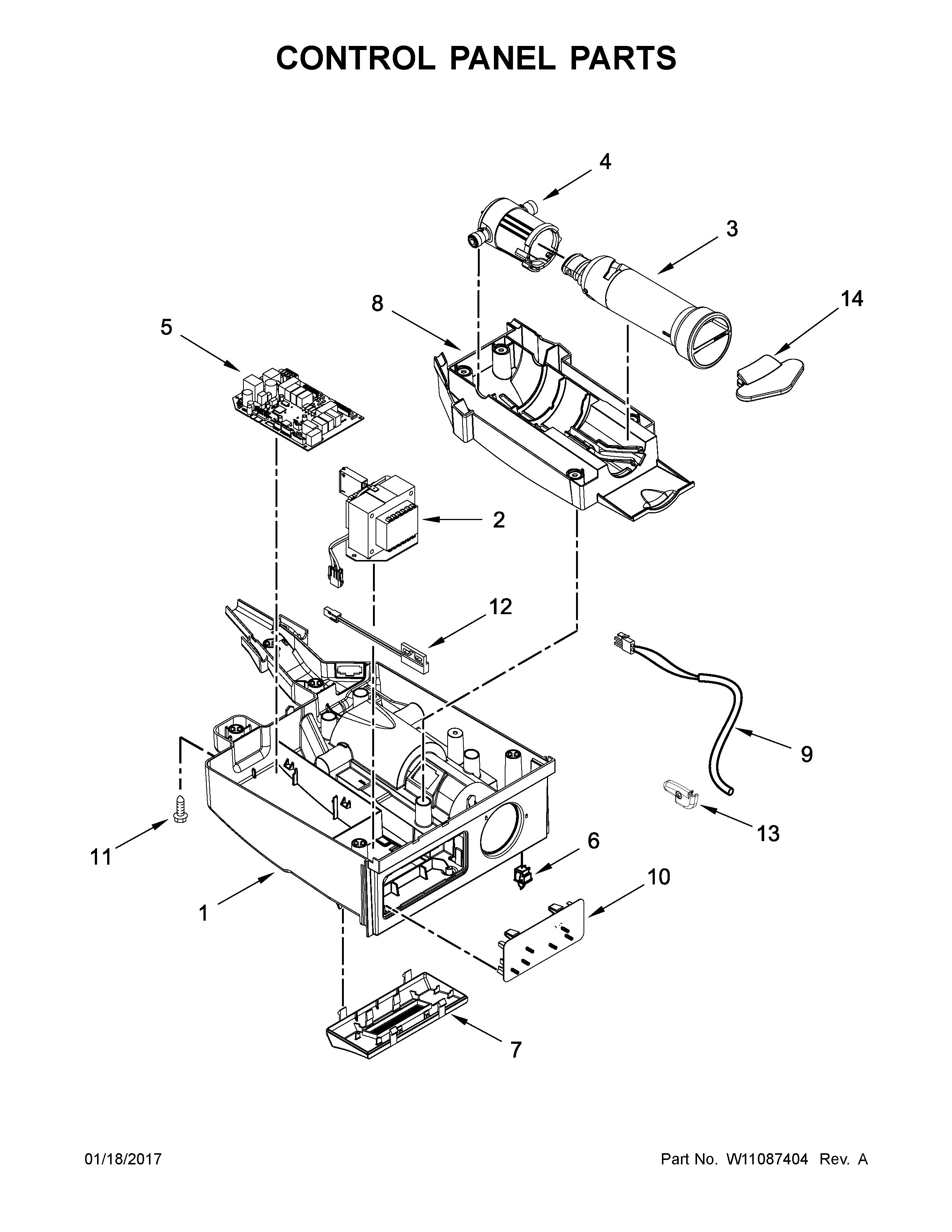 Kenmore 10689553102 control panel parts diagram