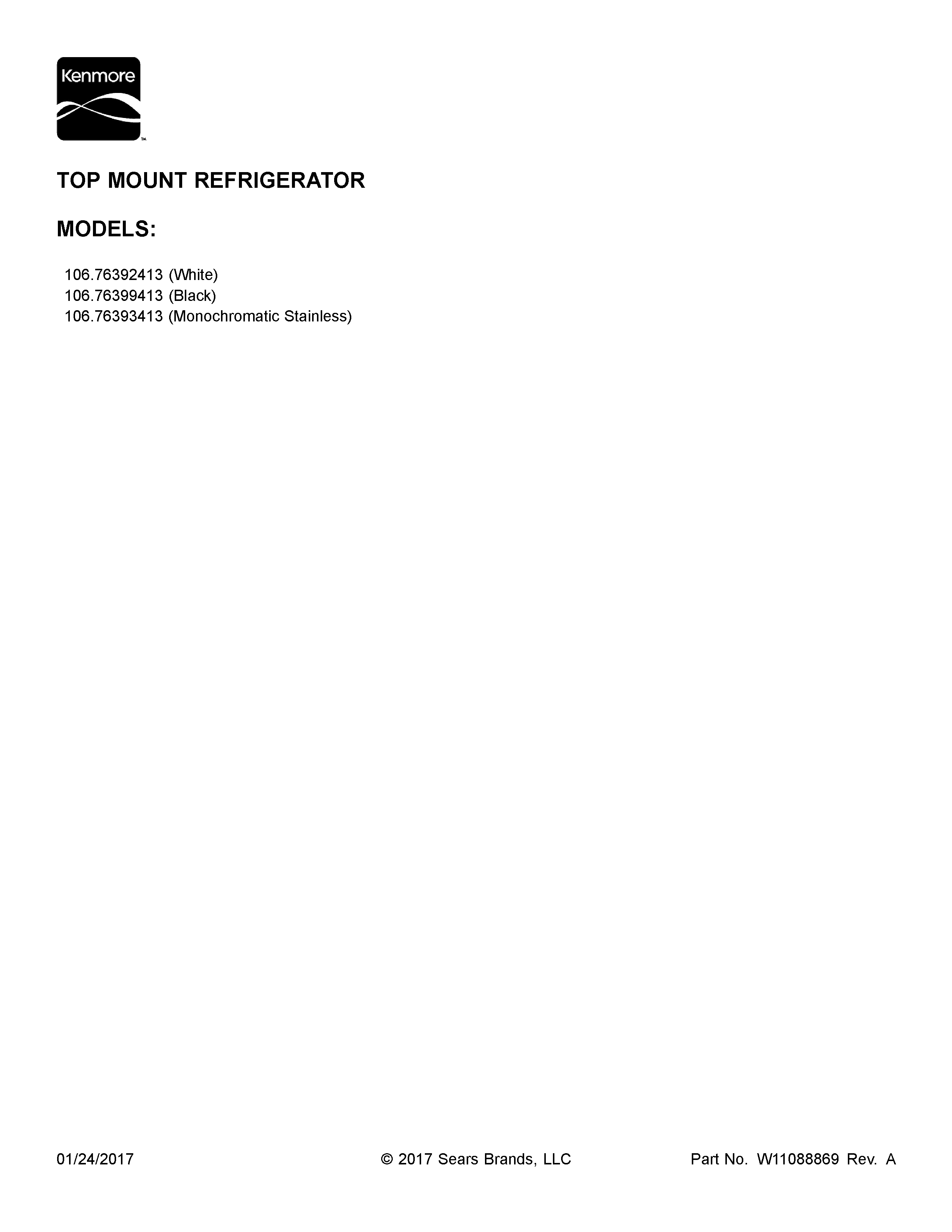 Kenmore 10676393413 cover sheet diagram