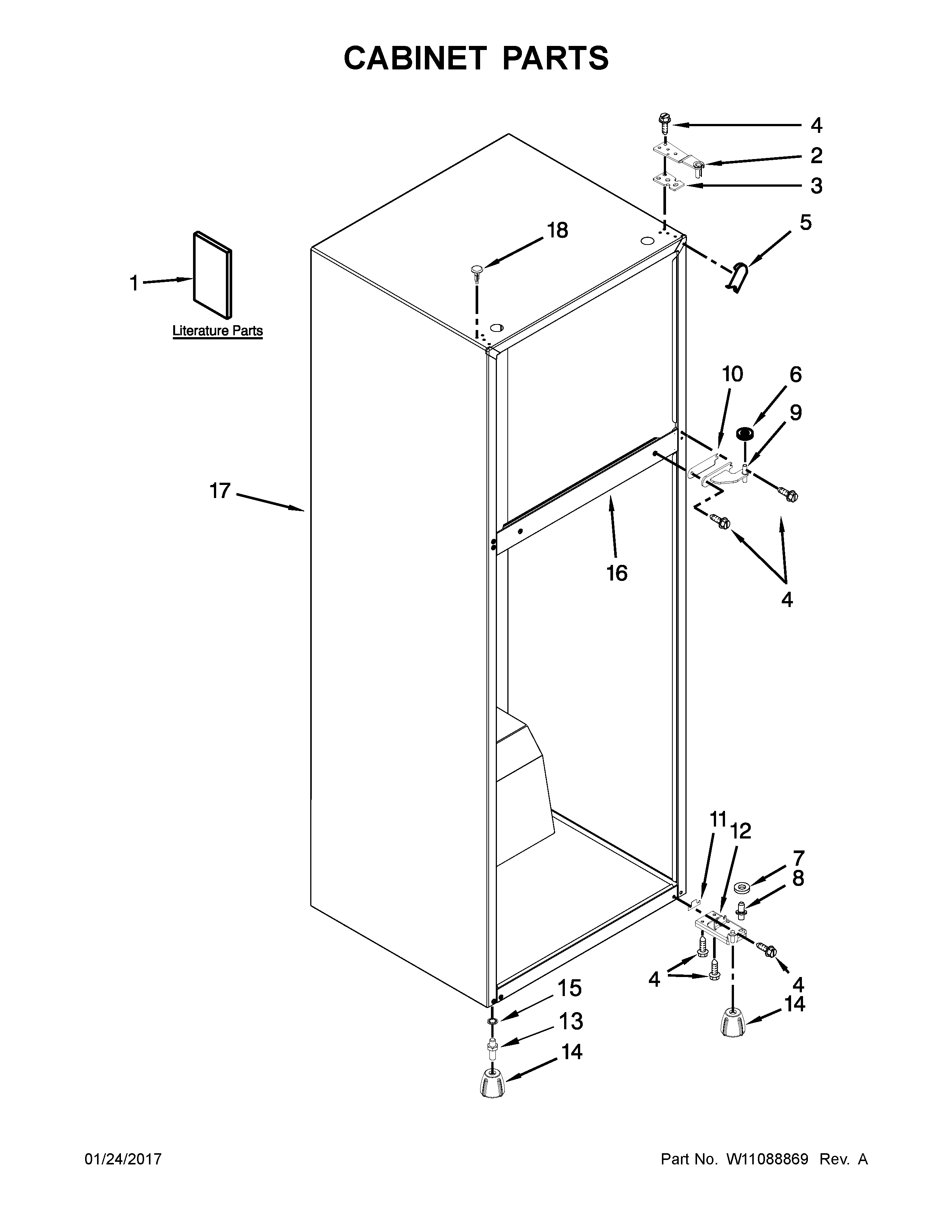 Kenmore 10676393413 cabinet parts diagram