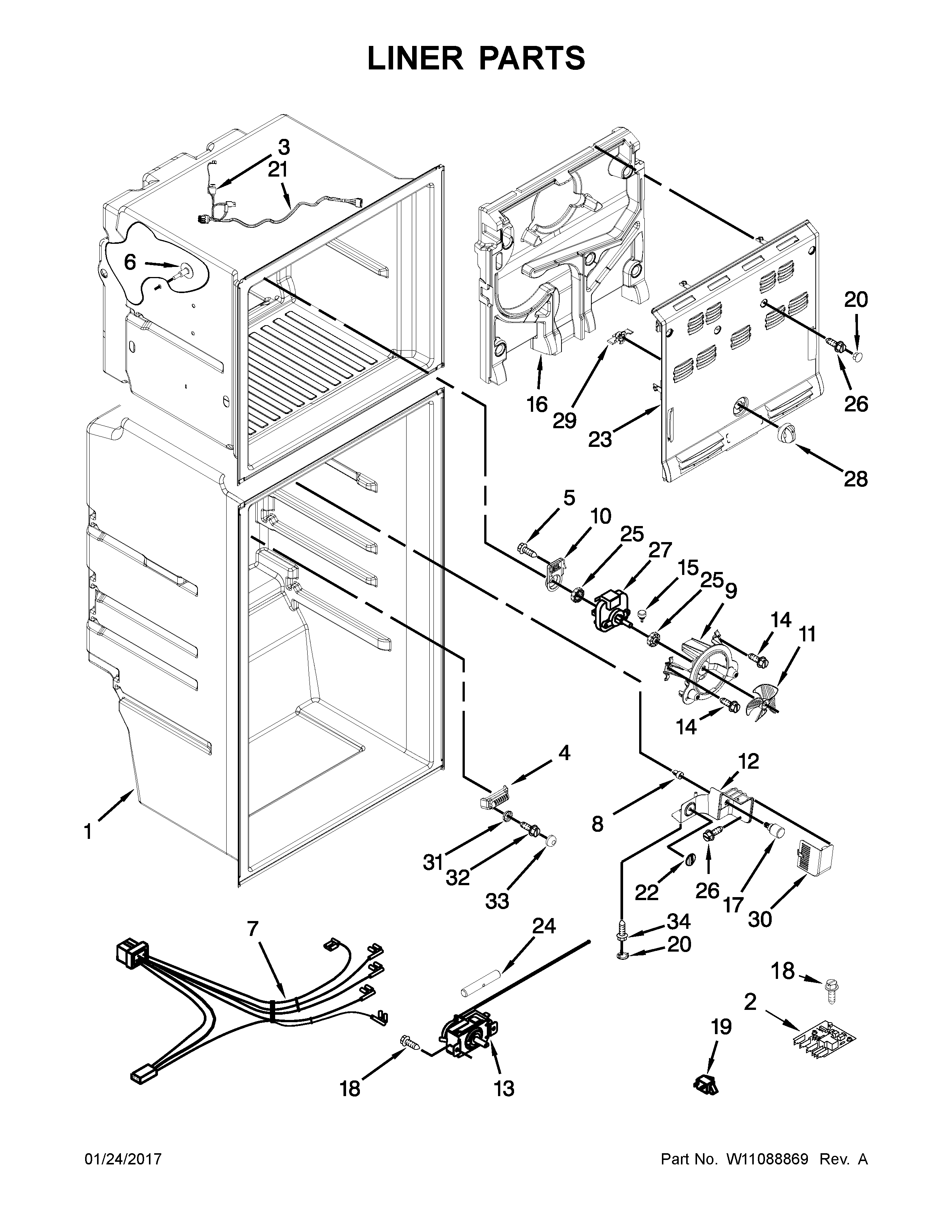 Kenmore 10676393413 liner parts diagram