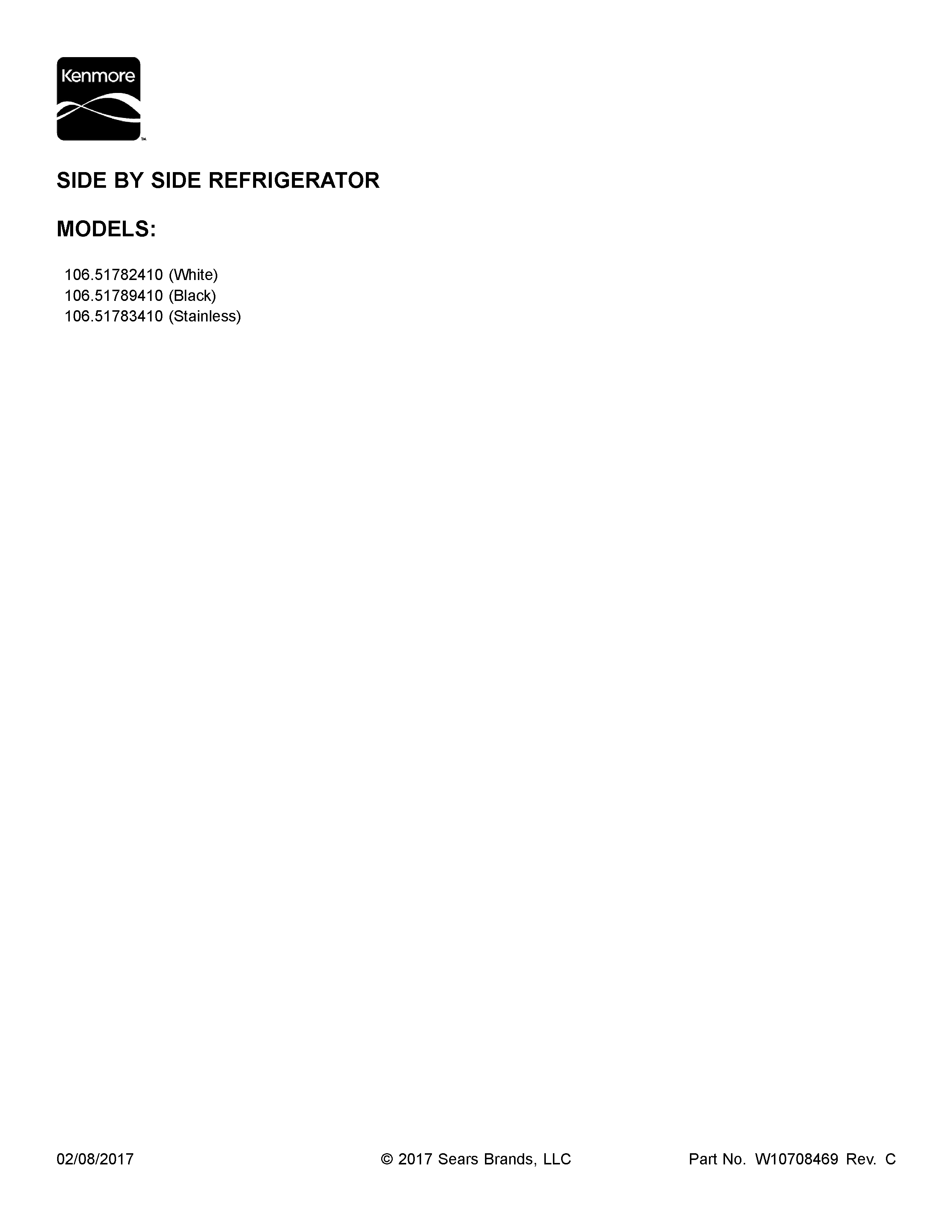 Kenmore 10651782410 cover sheet diagram