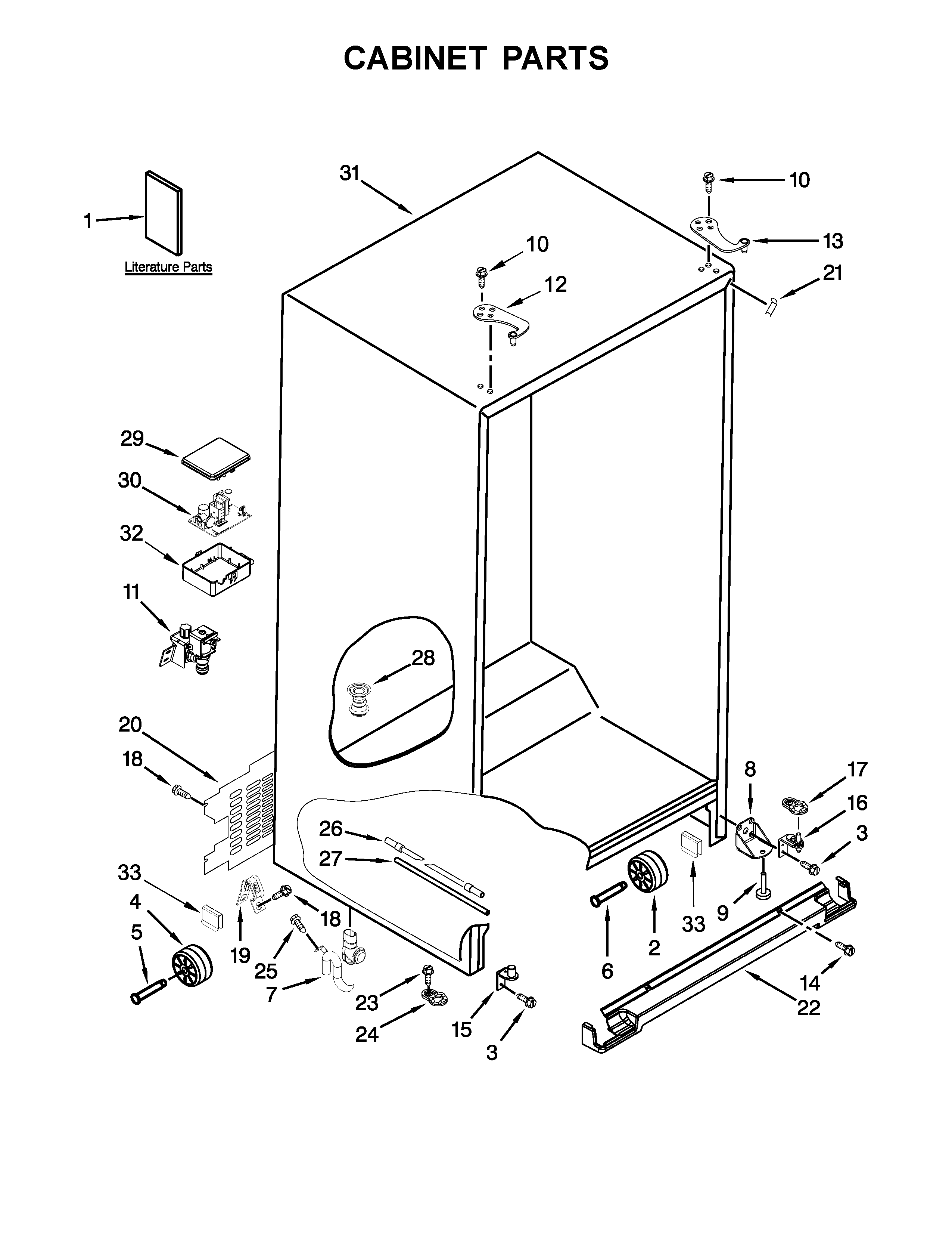 Kenmore 10651782410 cabinet parts diagram