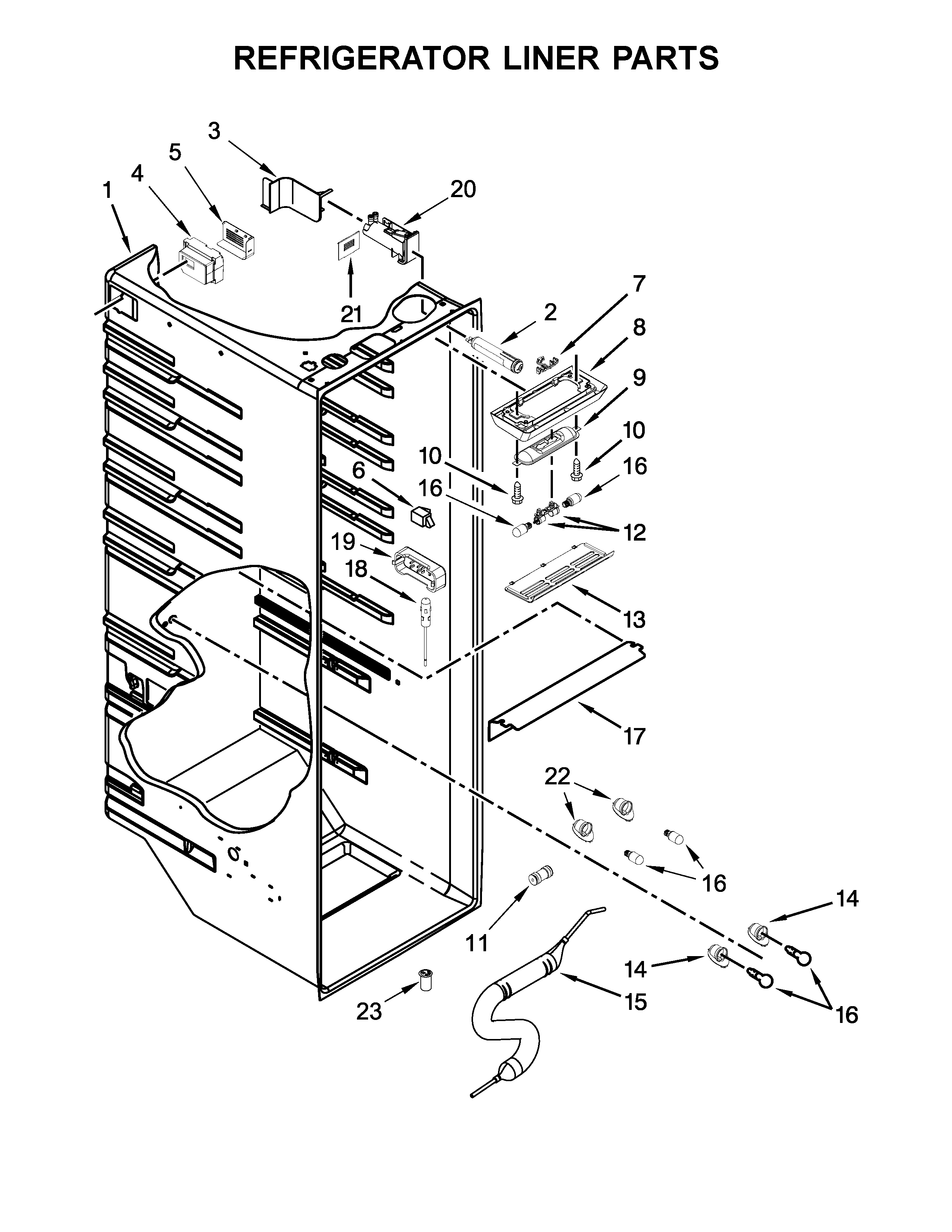 Kenmore 10651782410 refrigerator liner parts diagram