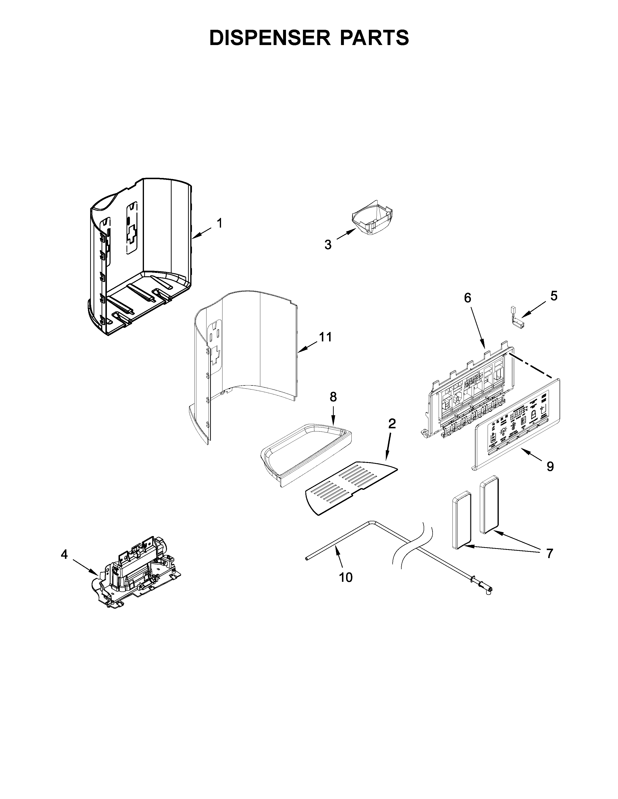 Kenmore 10651782410 dispenser parts diagram