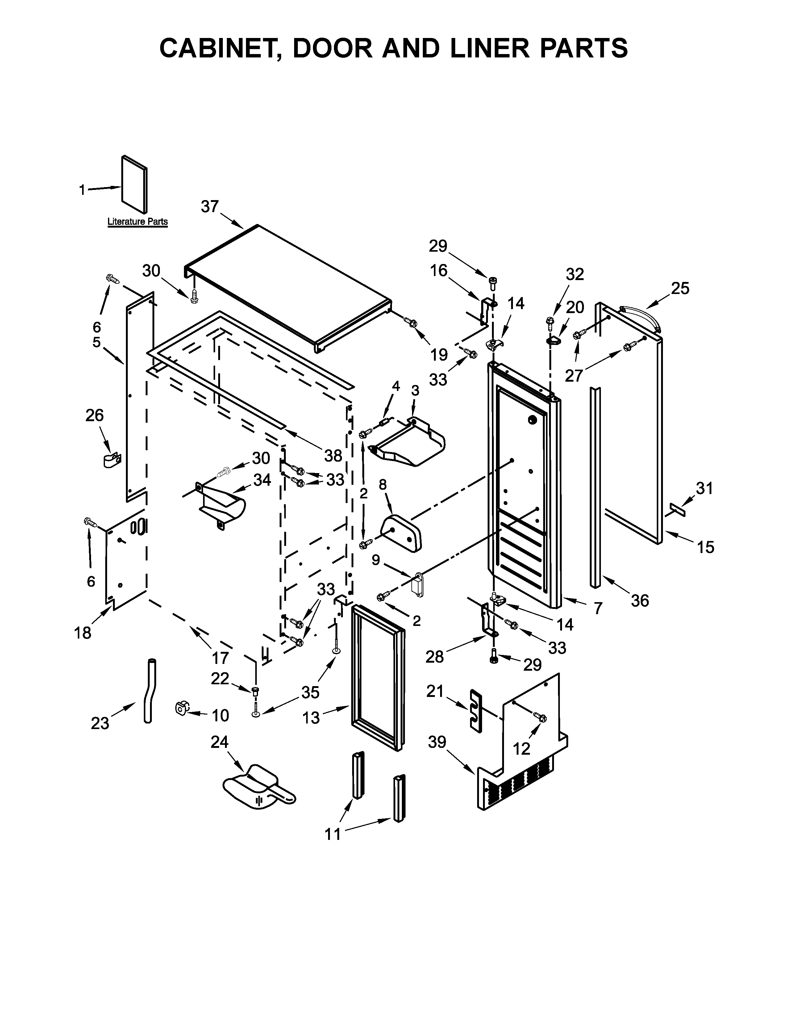Kenmore 10689599101 cabinet, door and liner parts diagram