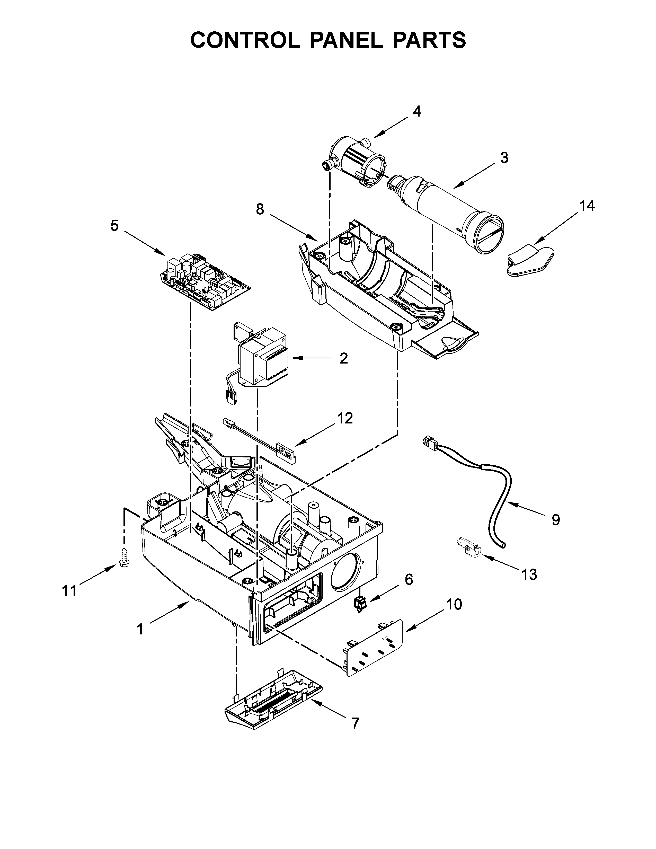 Kenmore 10689599101 control panel parts diagram