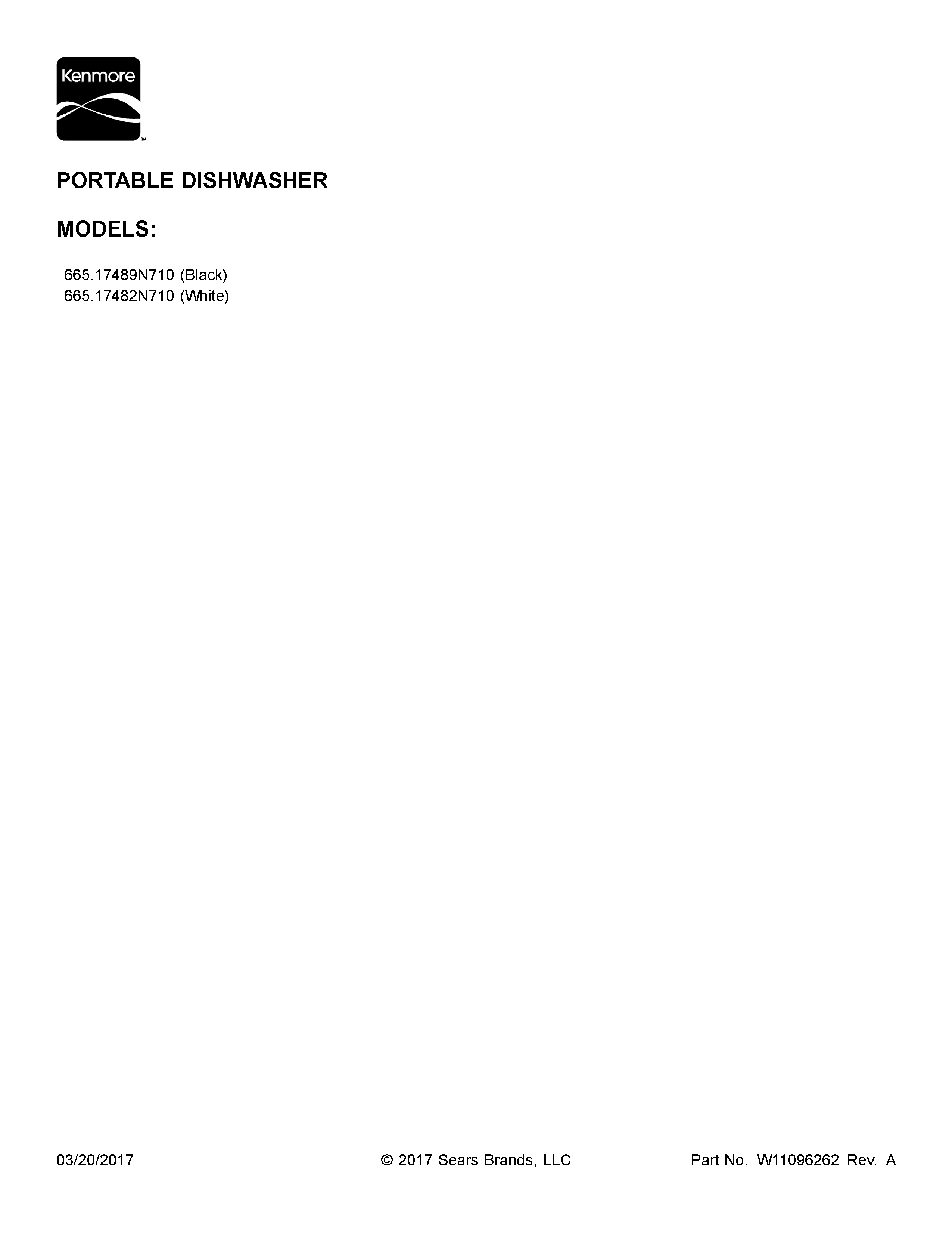 Kenmore 66517489N710 cover sheet diagram