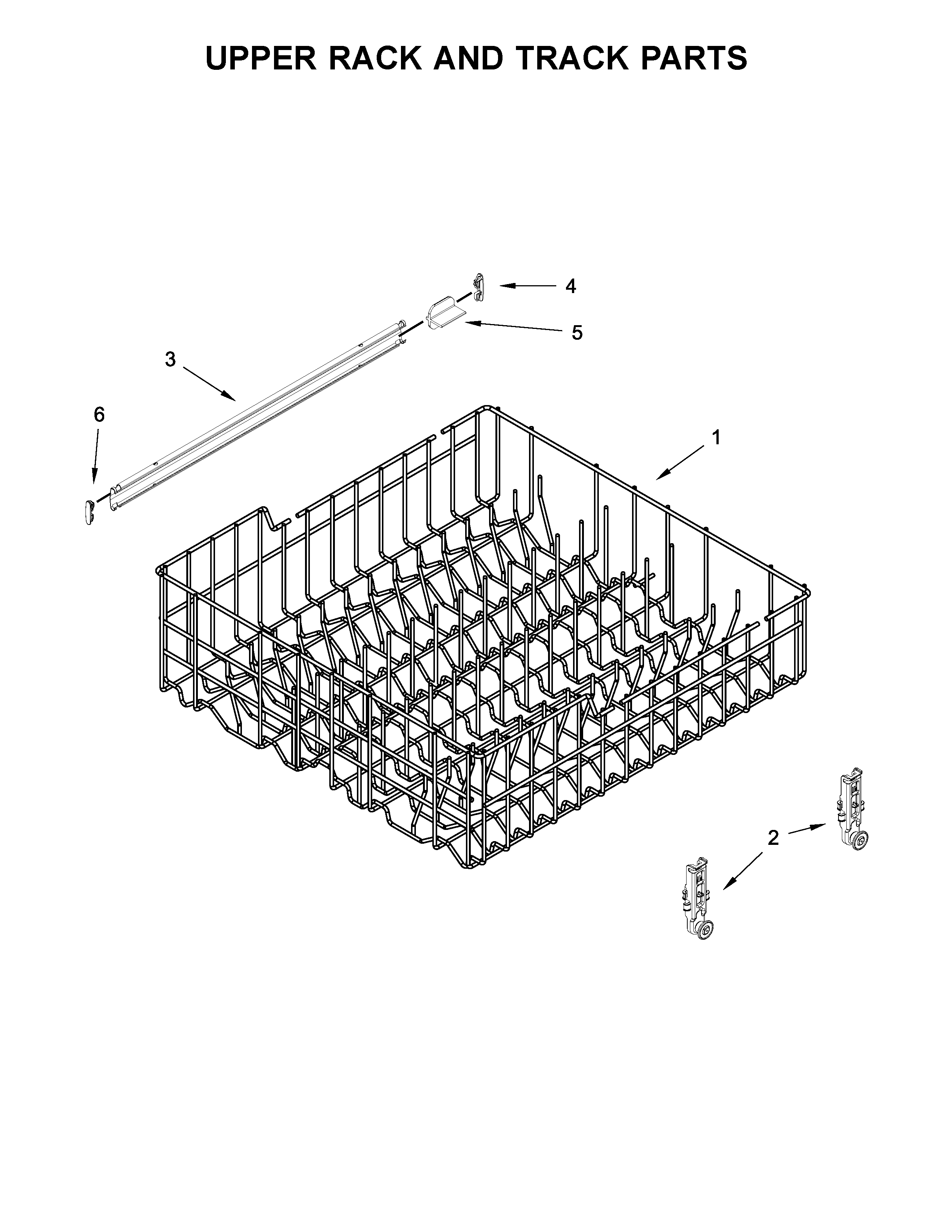 Kenmore 66517489N710 upper rack and track parts diagram