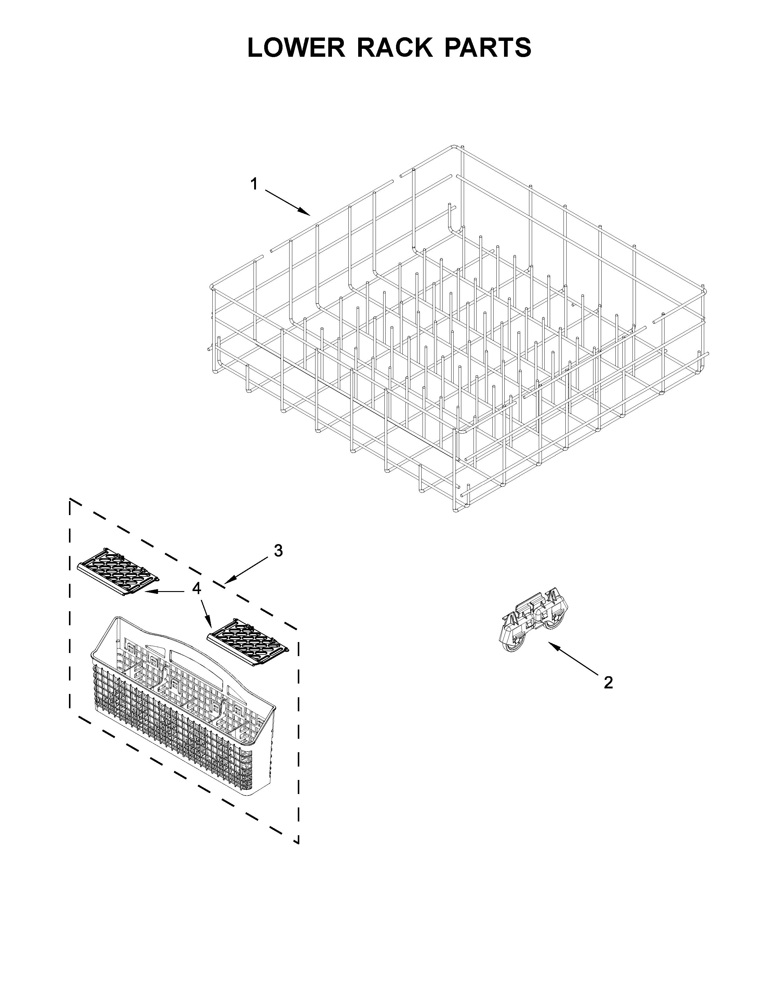 Kenmore 2217389N710 lower rack parts diagram