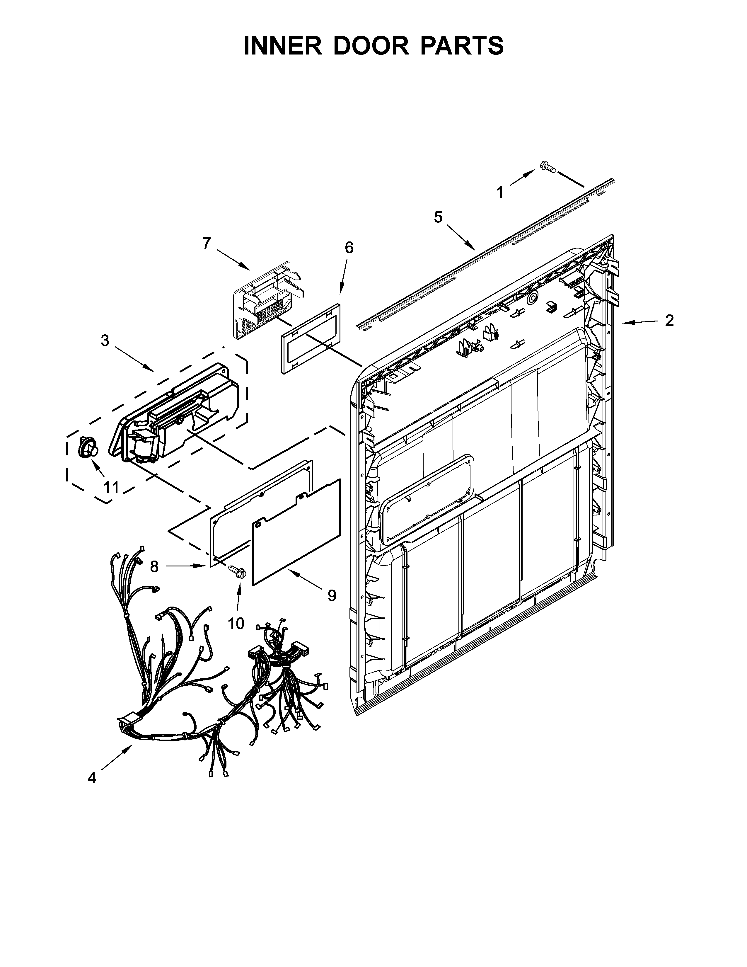 Kenmore 2213802N710 inner door parts diagram