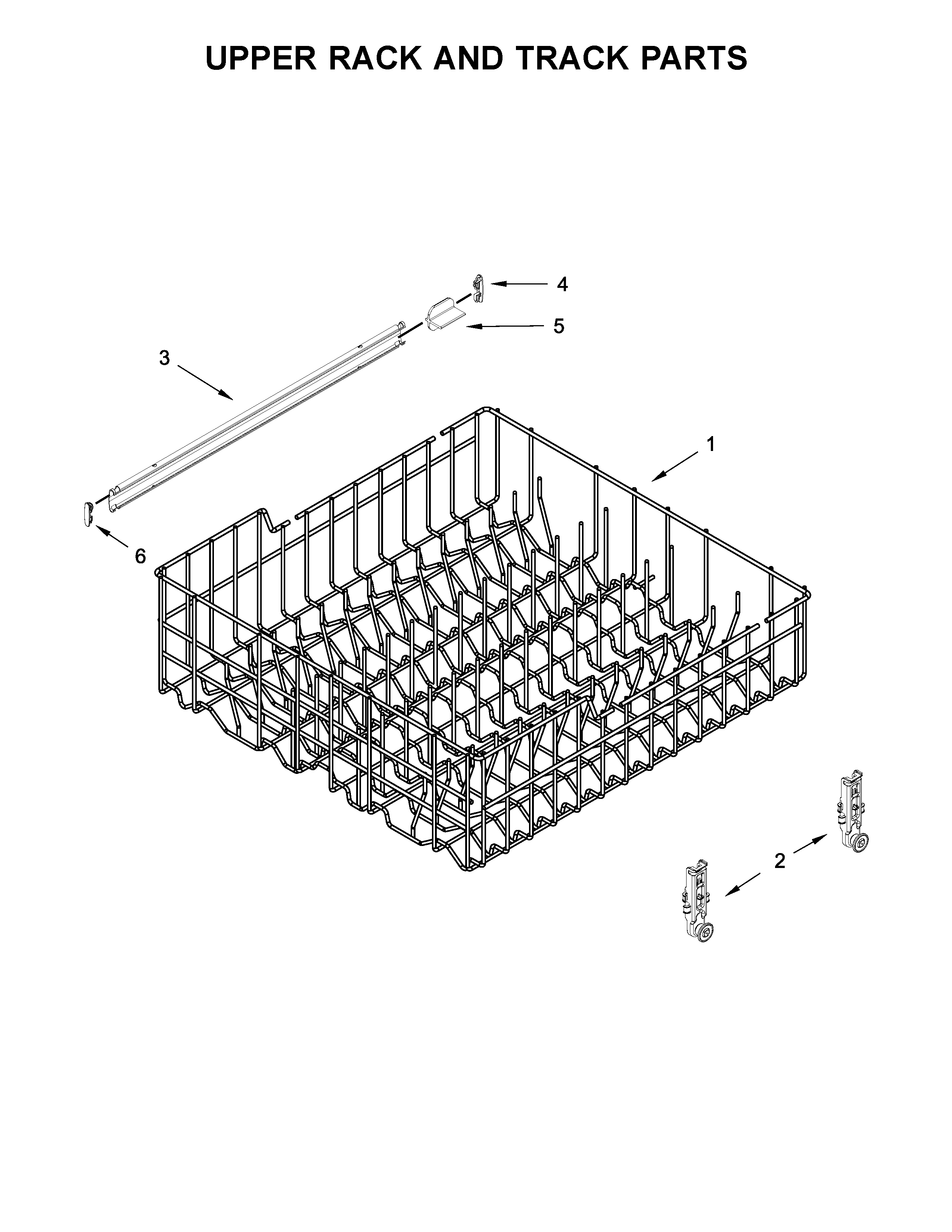 Kenmore 2213802N710 upper rack and track parts diagram