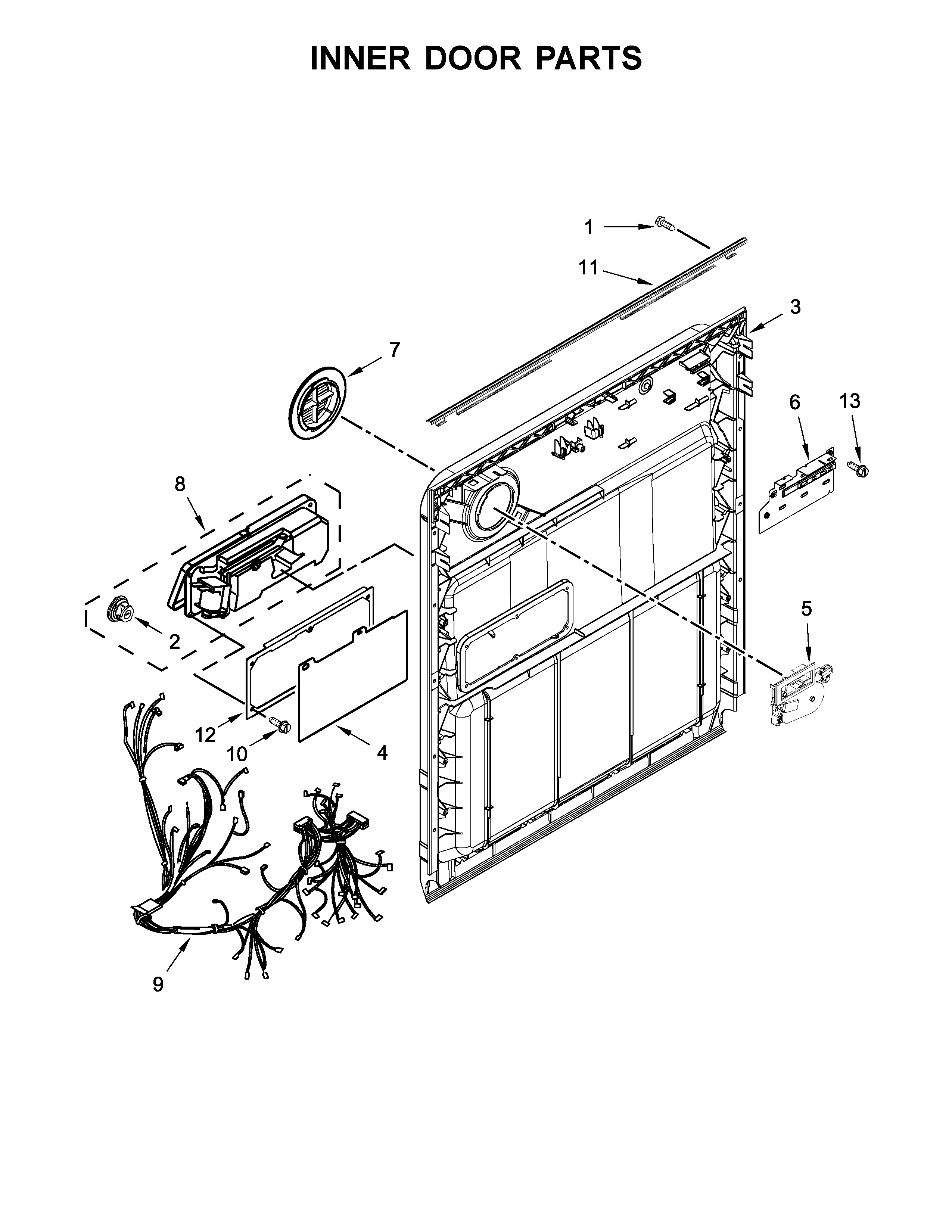 Kenmore 66513204N412 inner door parts diagram