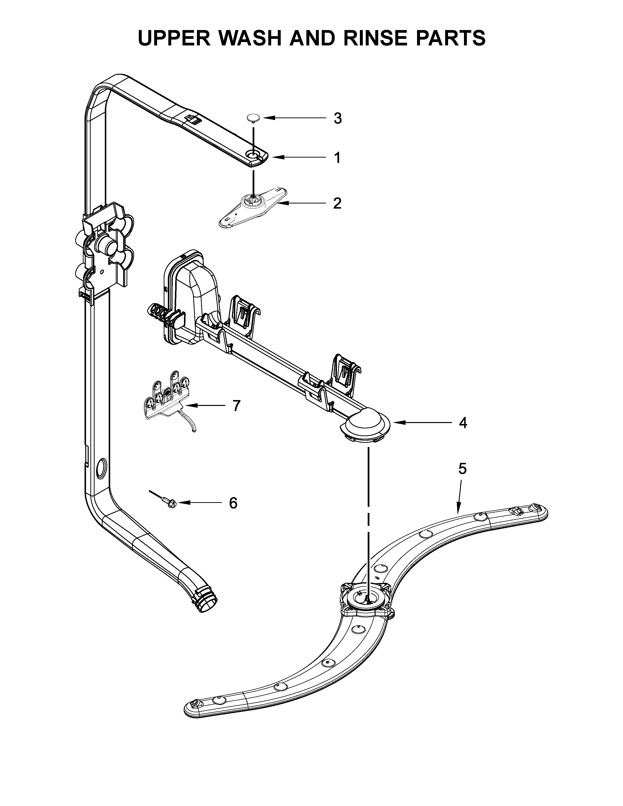 Kenmore 66513204N412 upper wash and rinse parts diagram