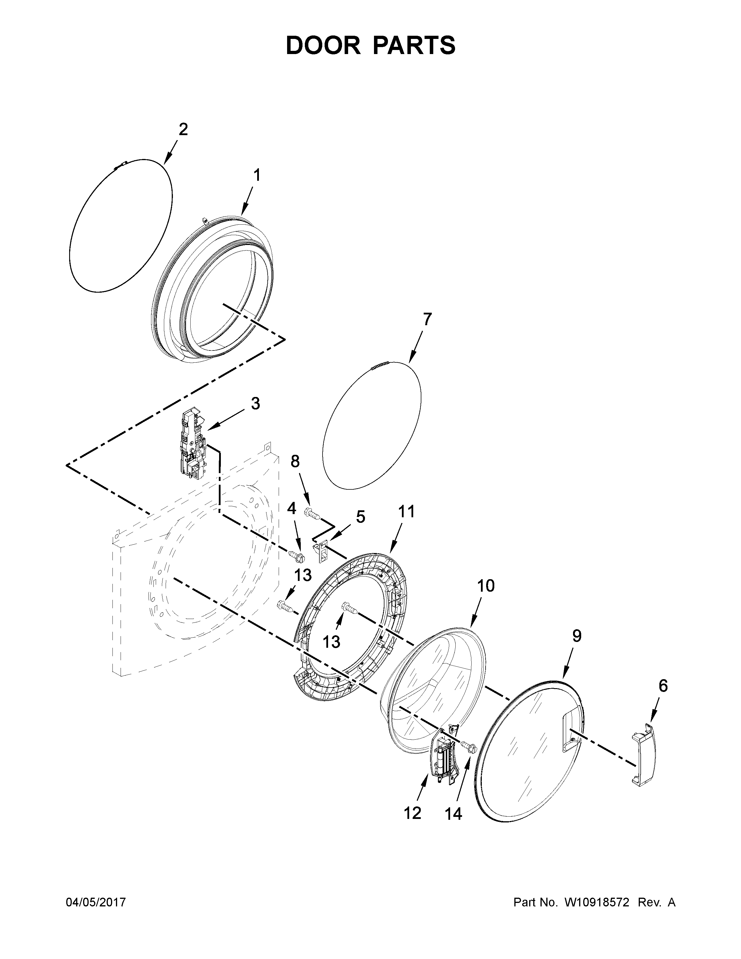Kenmore 11041942710 door parts diagram