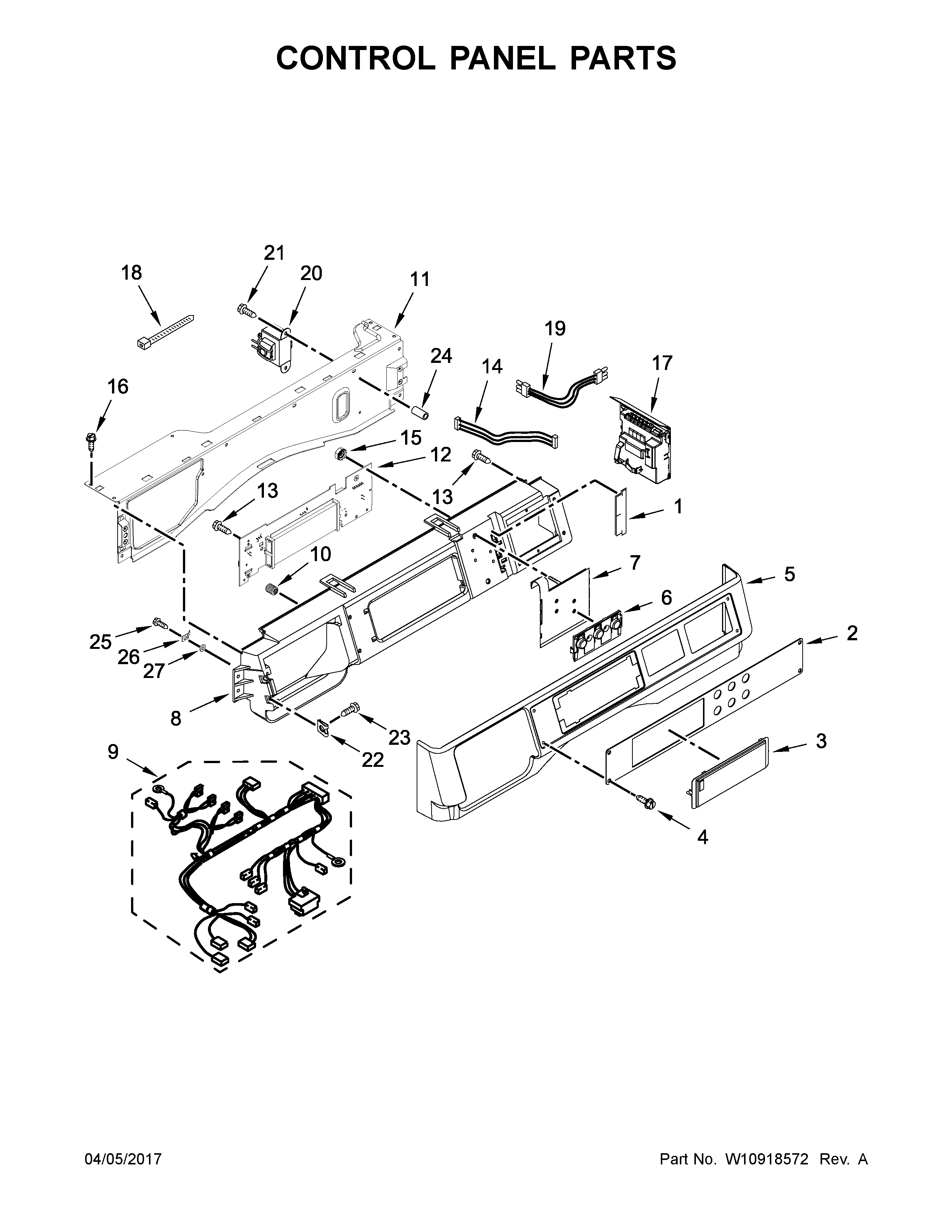 Kenmore 11041942710 control panel parts diagram