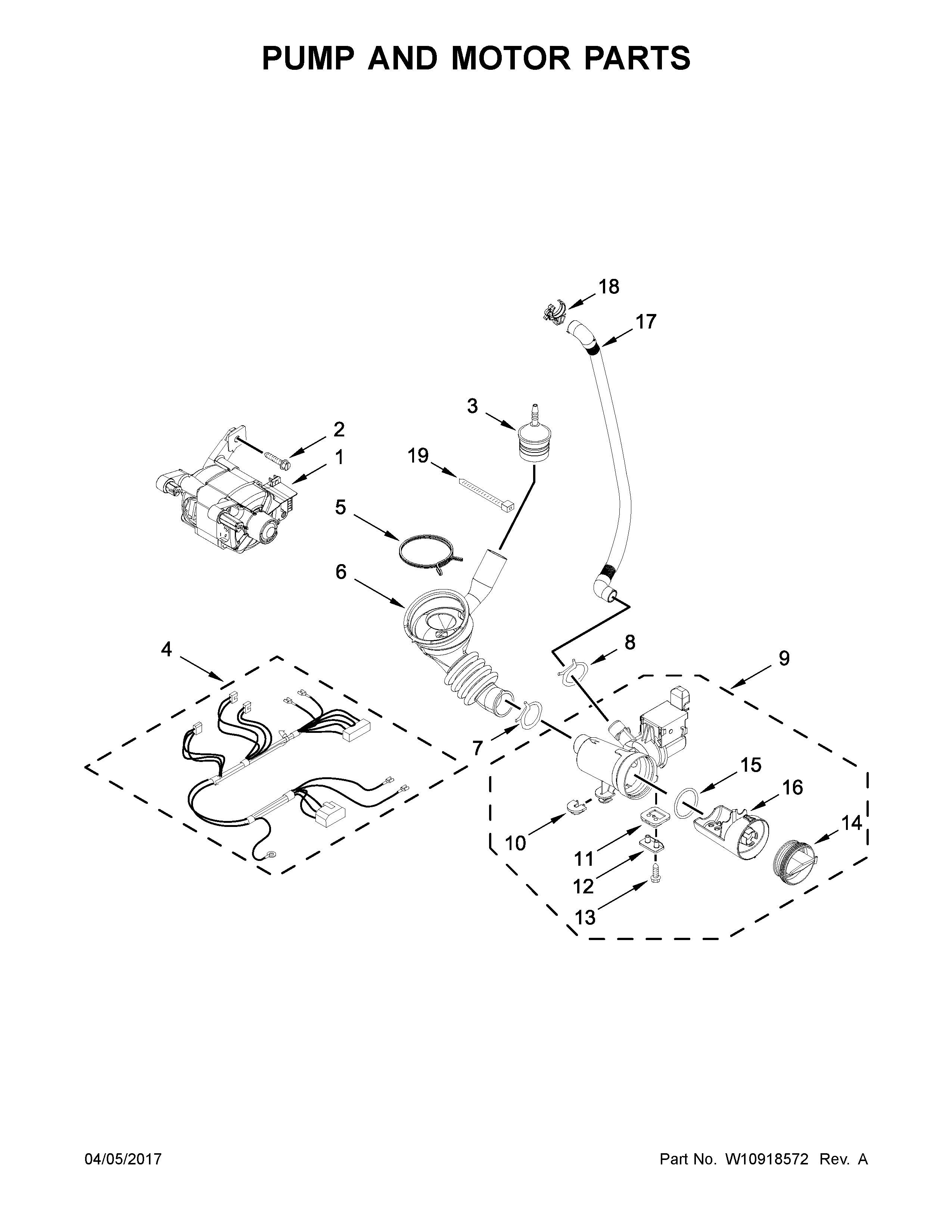 Kenmore 11041942710 pump and motor parts diagram