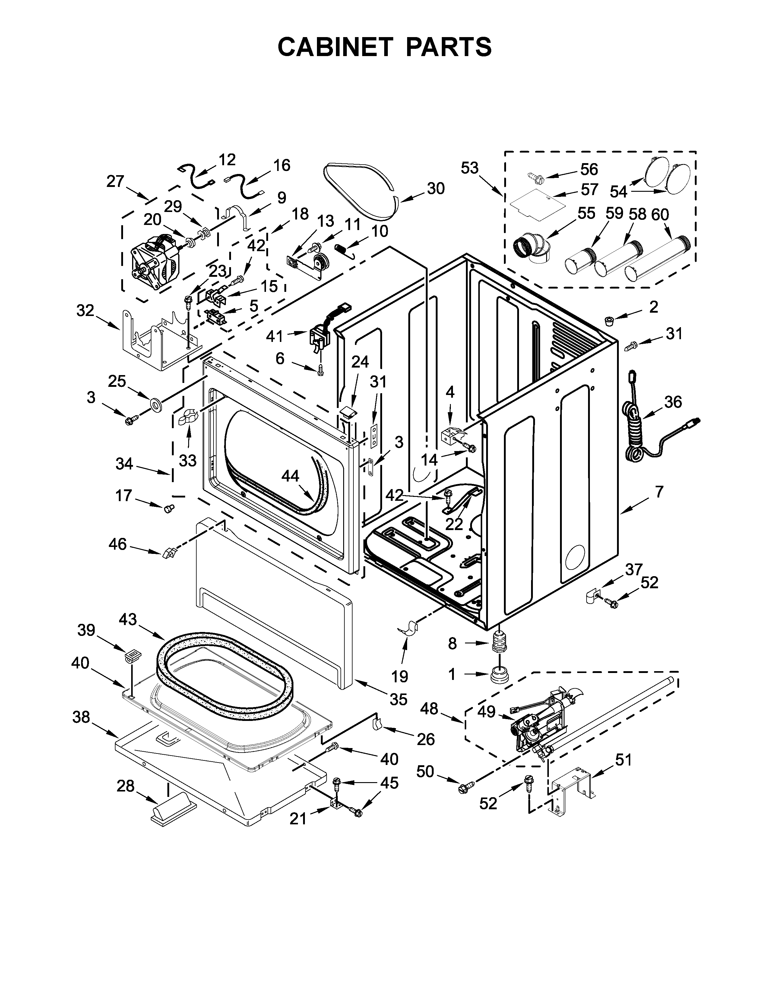 Kenmore 11077022710 cabinet parts diagram