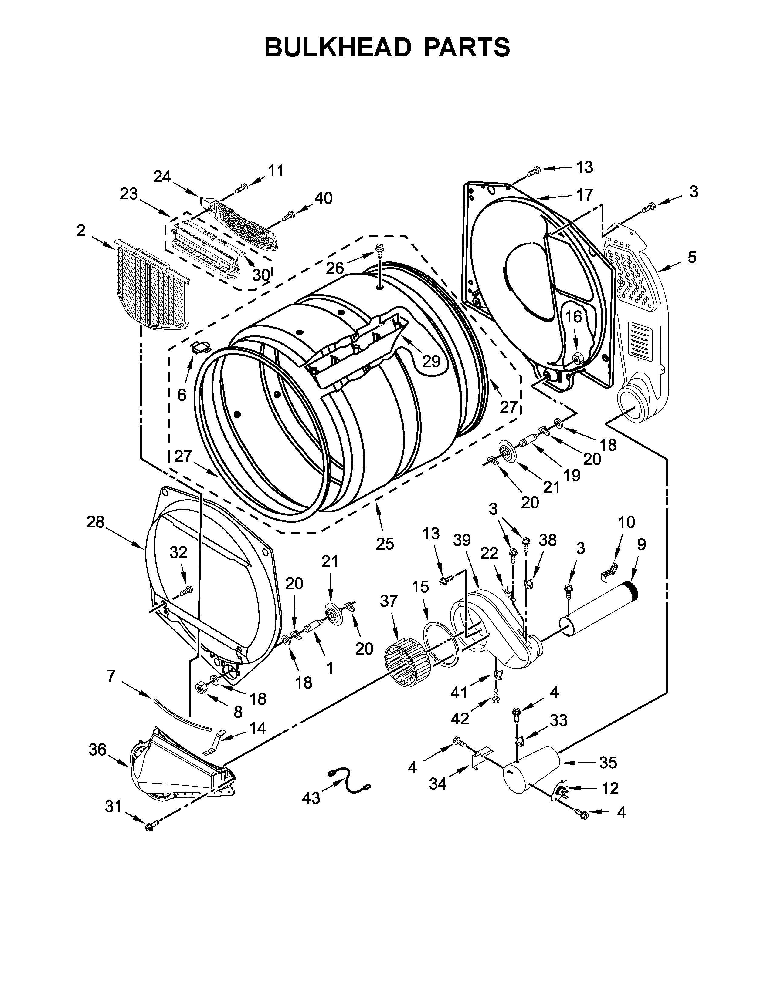 Kenmore 11077022710 bulkhead parts diagram