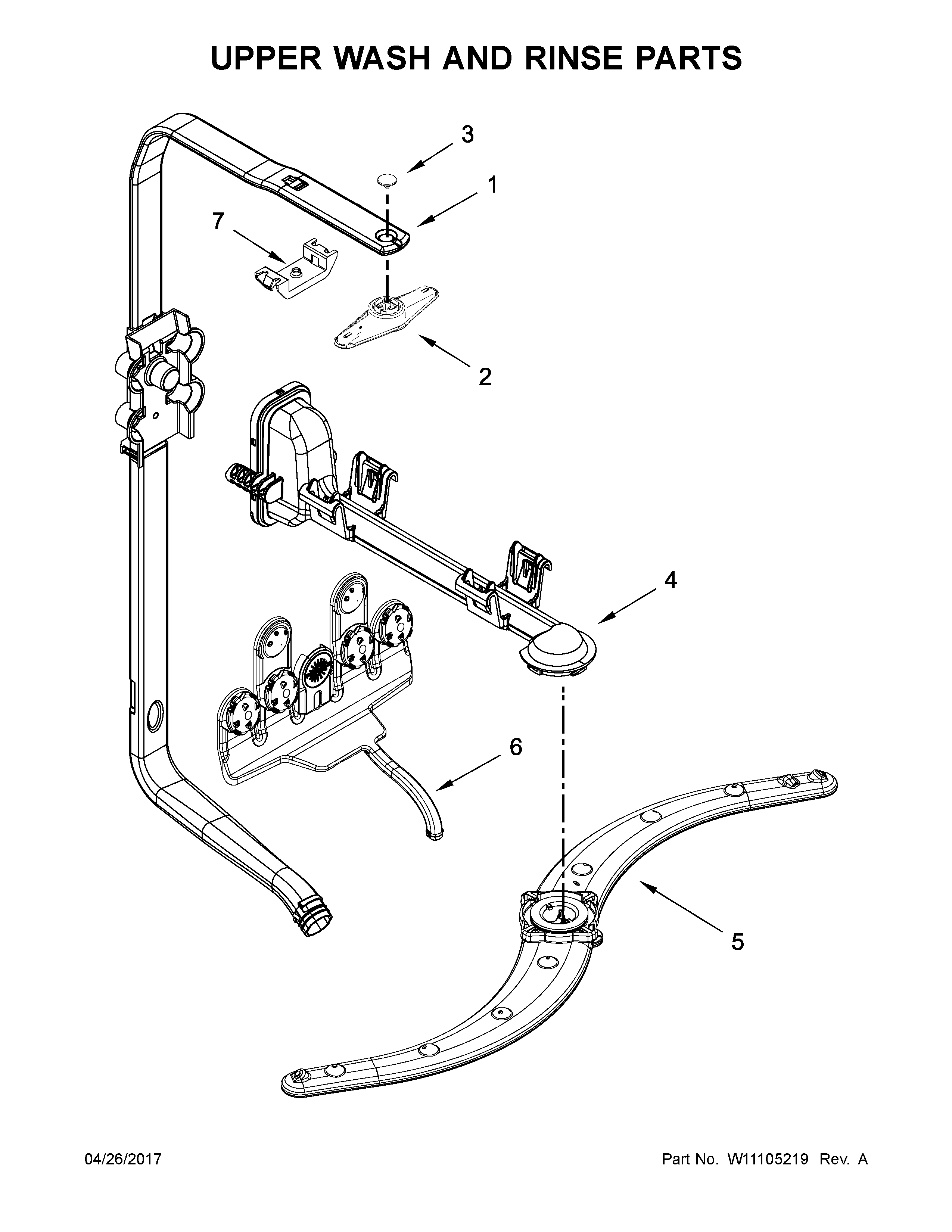 Kenmore Elite 66514743N513 upper wash and rinse parts diagram