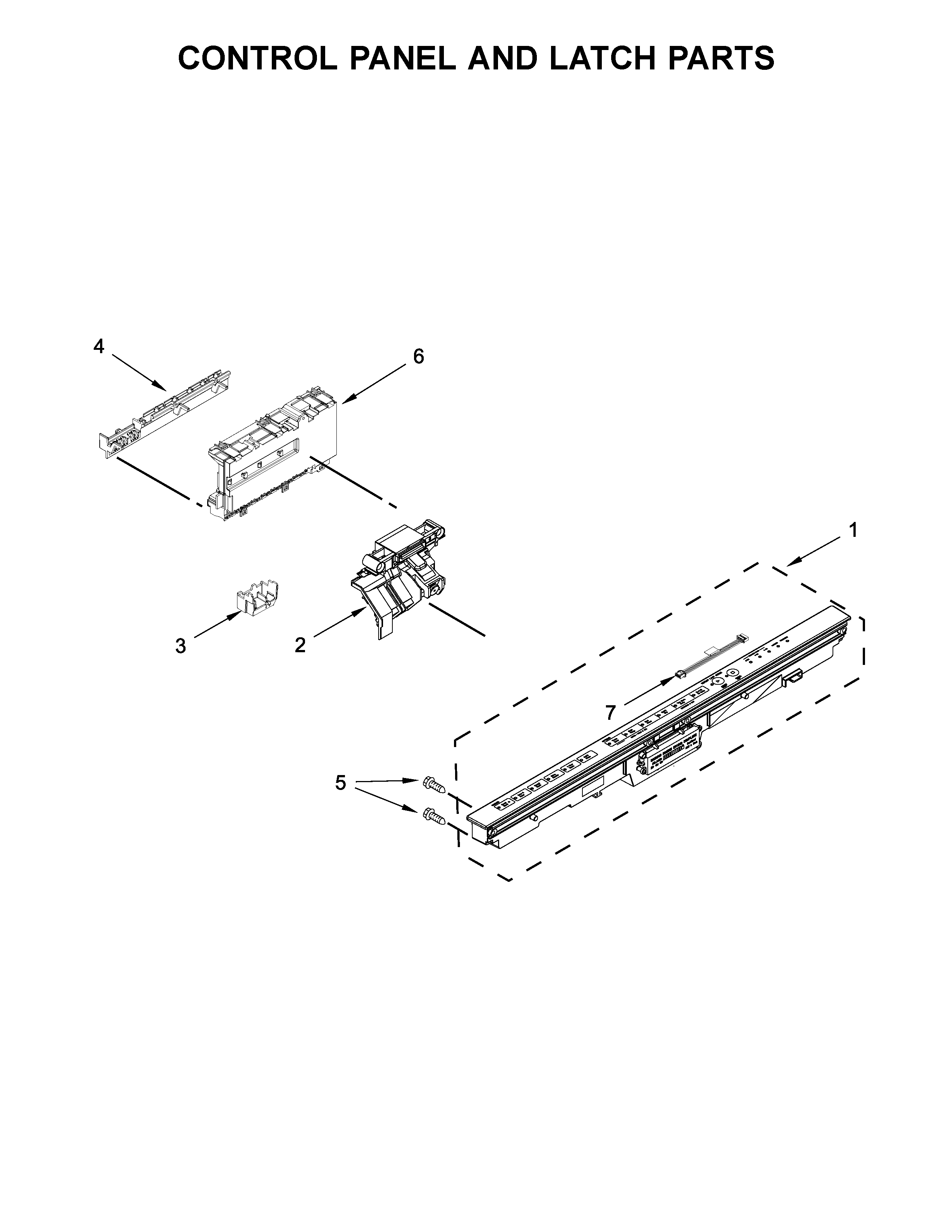 Kenmore Elite 66514819N612 control panel and latch parts diagram
