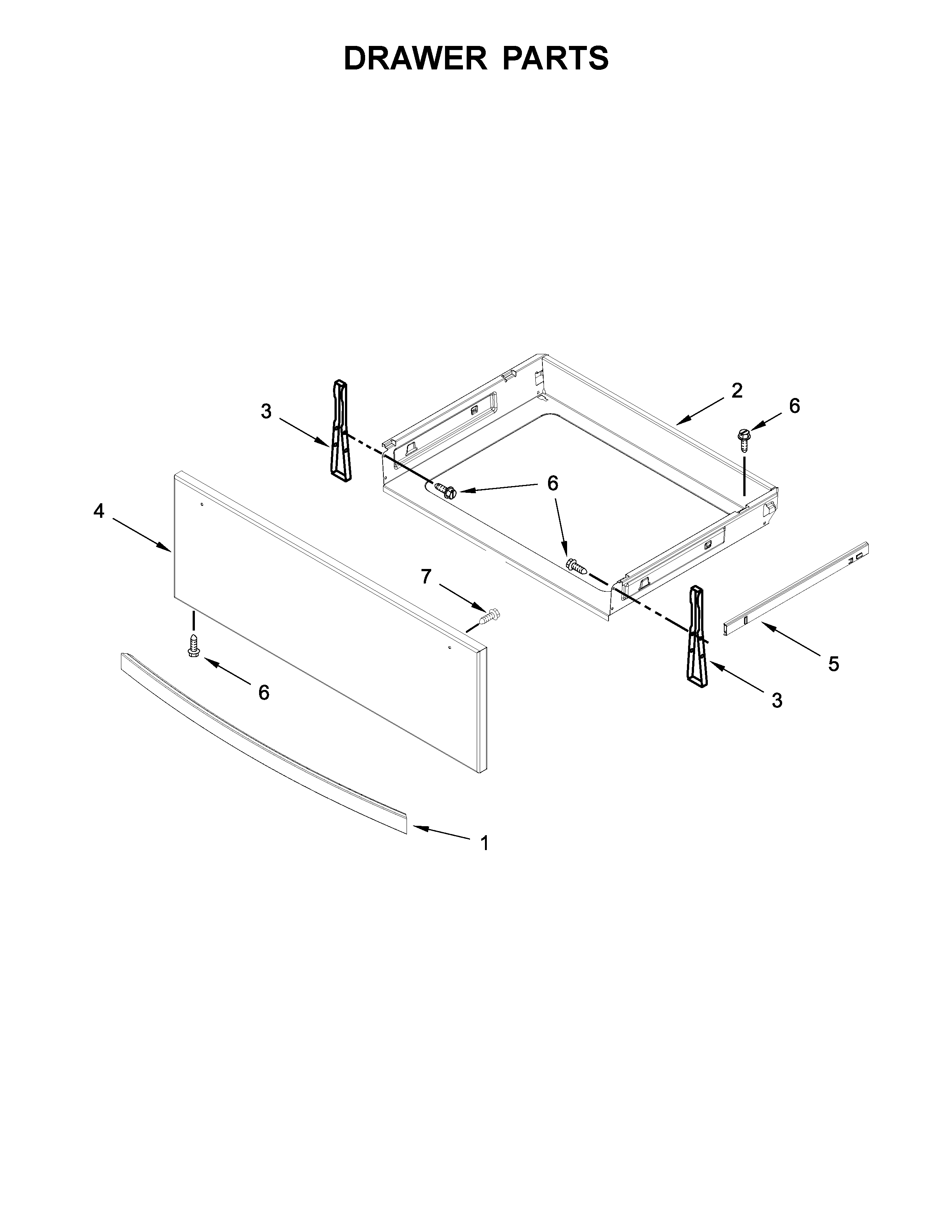 Kenmore 66495123611 drawer parts diagram