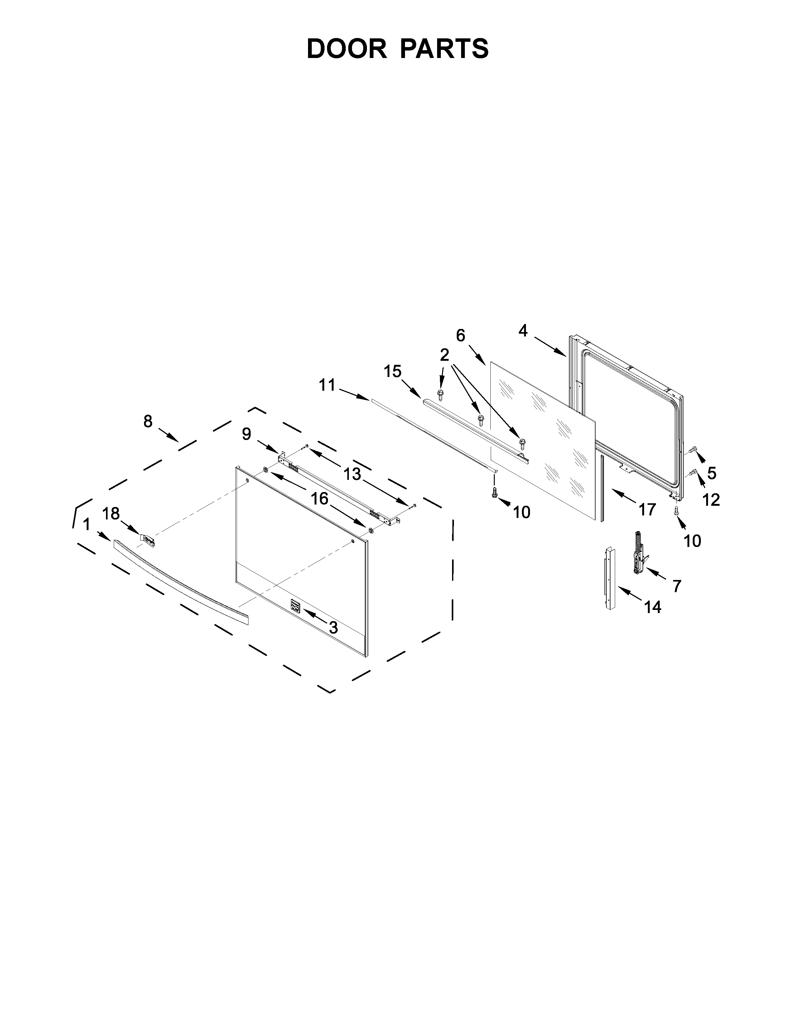 Kenmore Elite 66495223711 door parts diagram