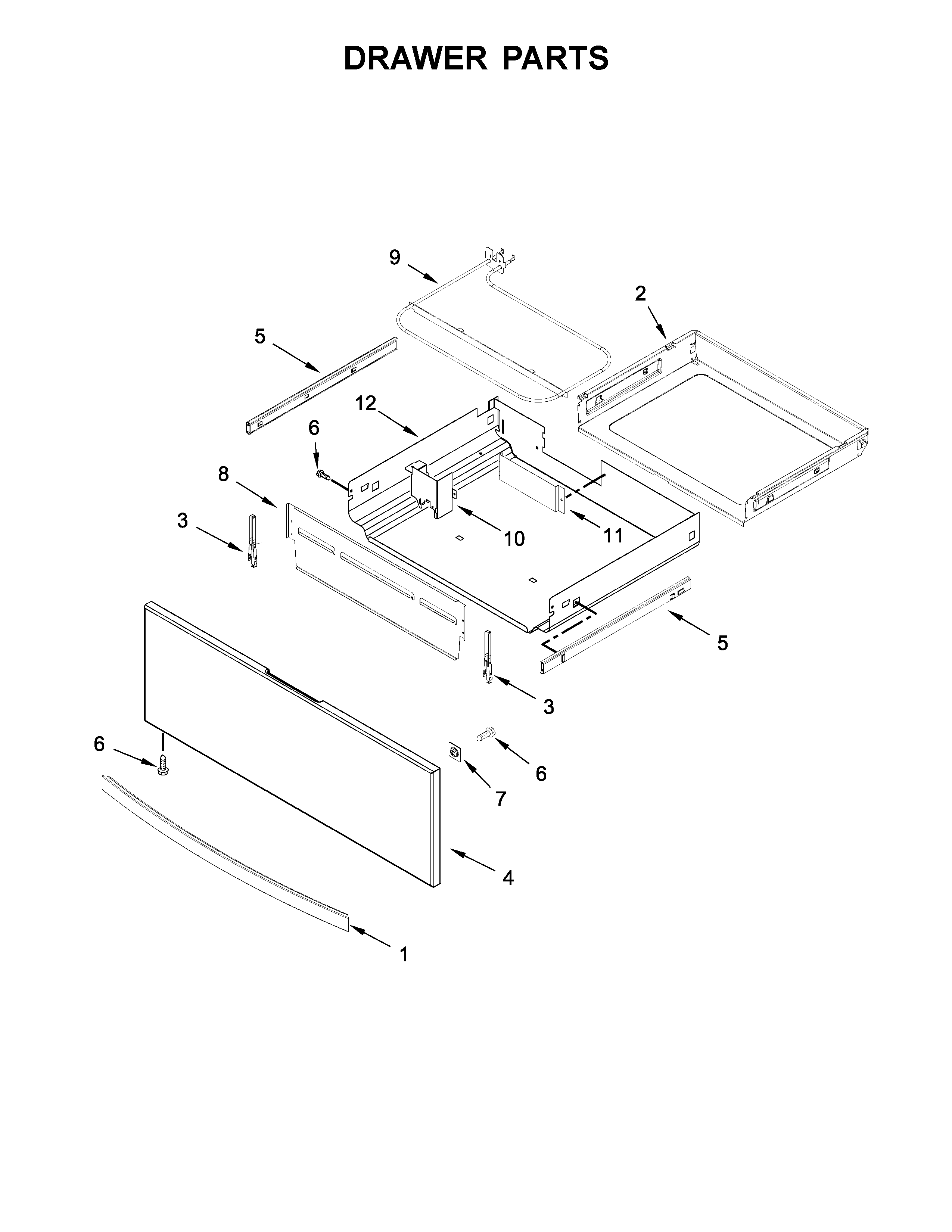 Kenmore Elite 66495223711 drawer parts diagram