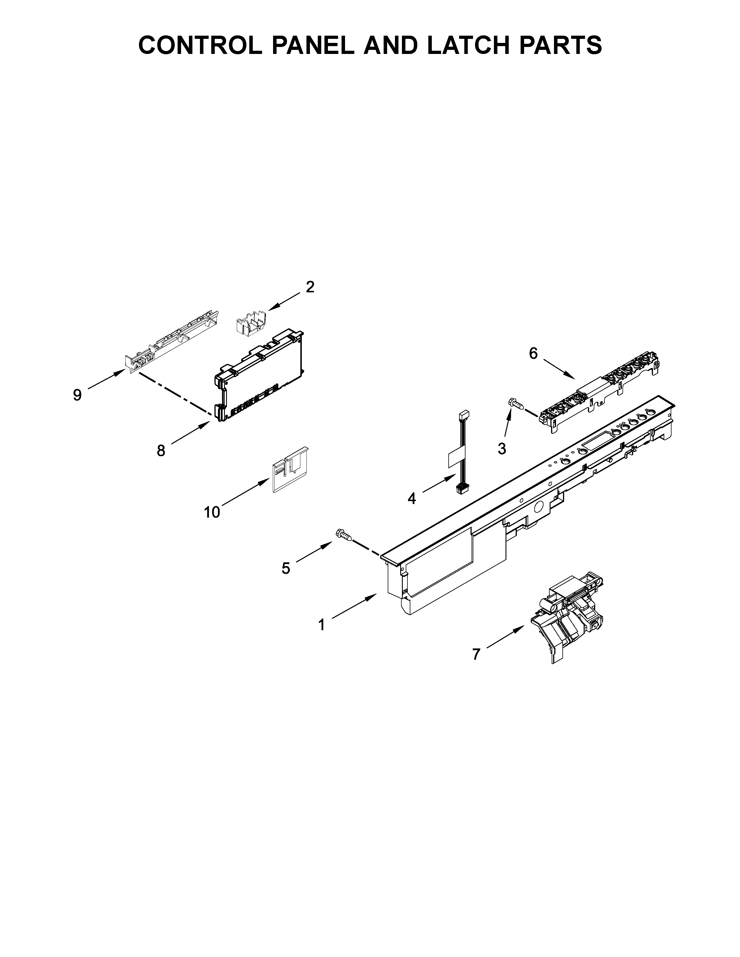 Kenmore 66513479N413 control panel and latch parts diagram