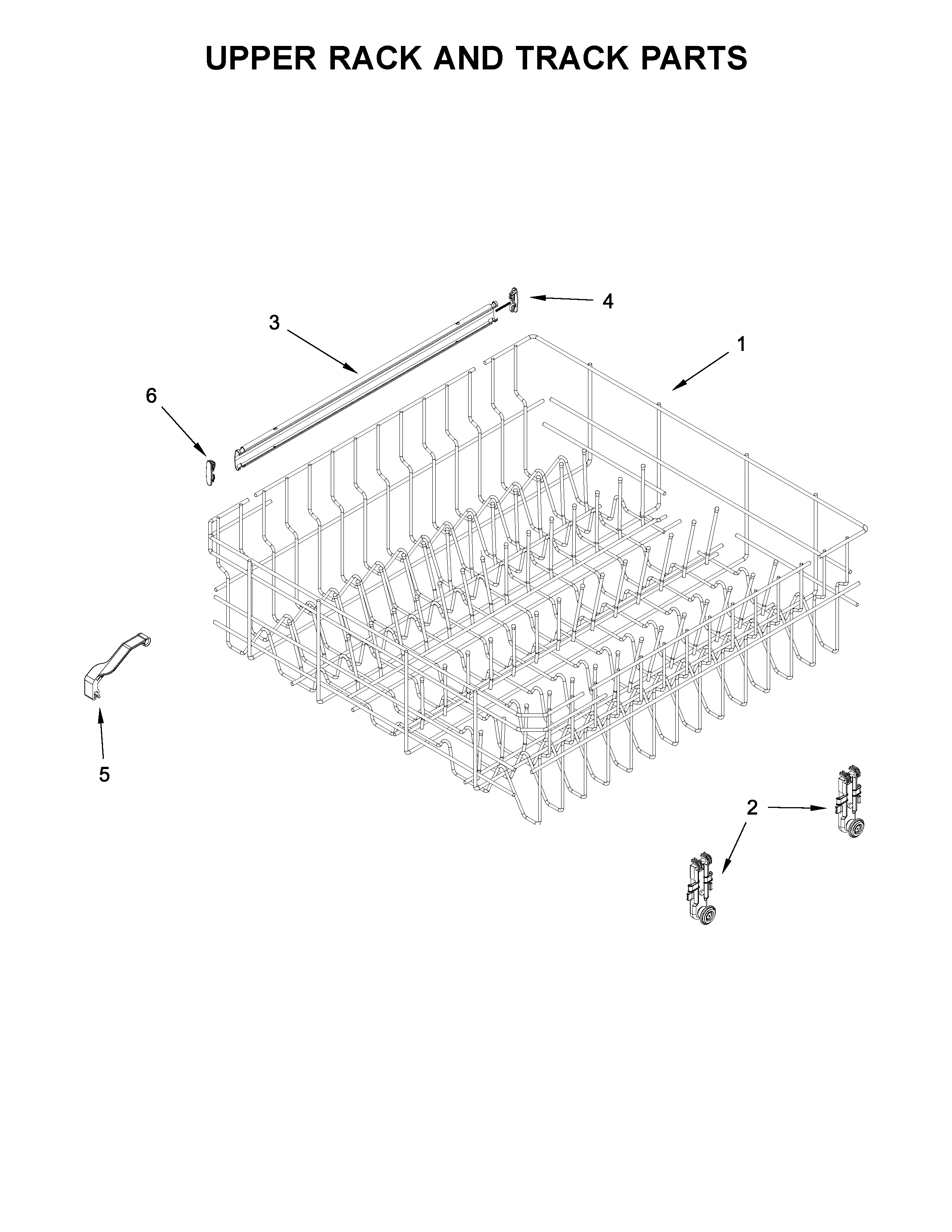 Kenmore 66513479N413 upper rack and track parts diagram