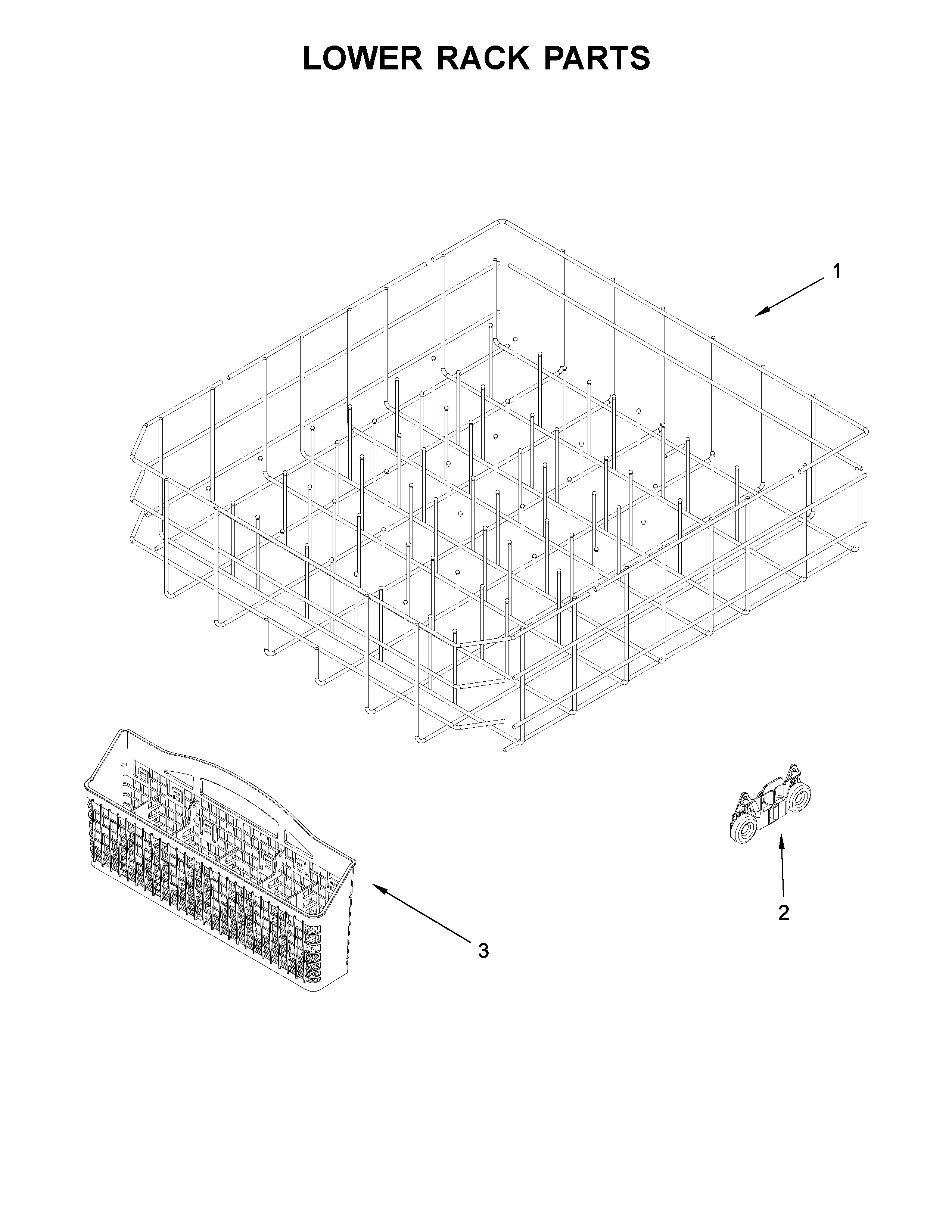 Kenmore 66513479N413 lower rack parts diagram
