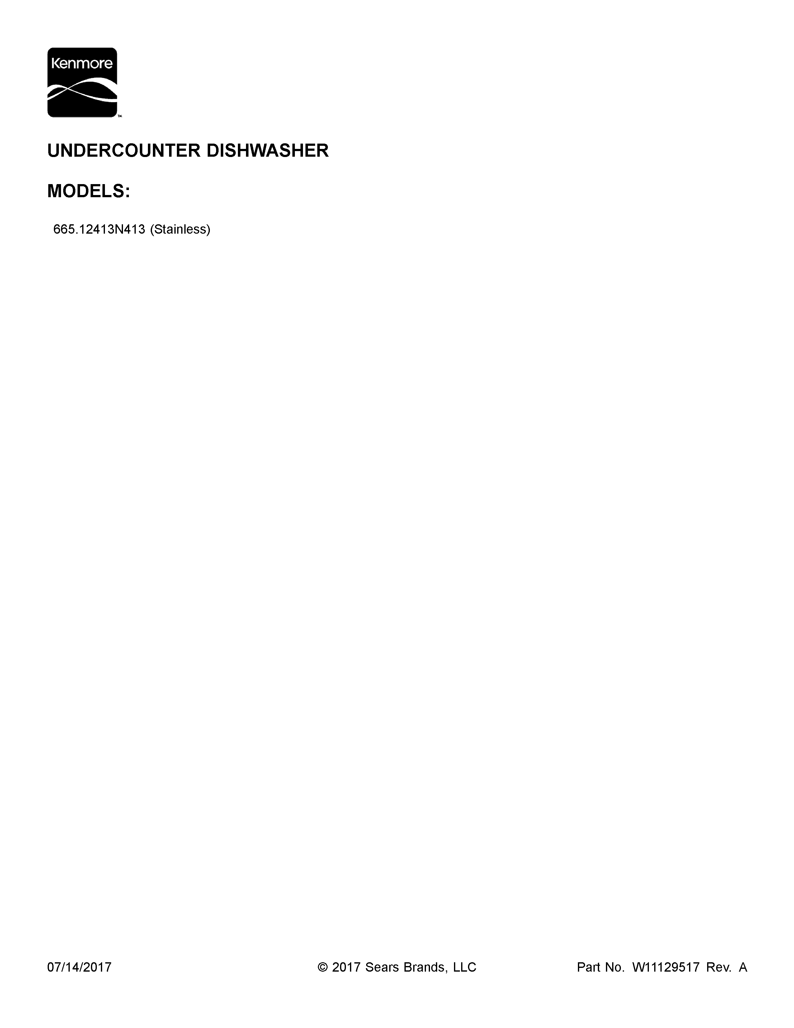 Kenmore 66512413N413 cover sheet diagram