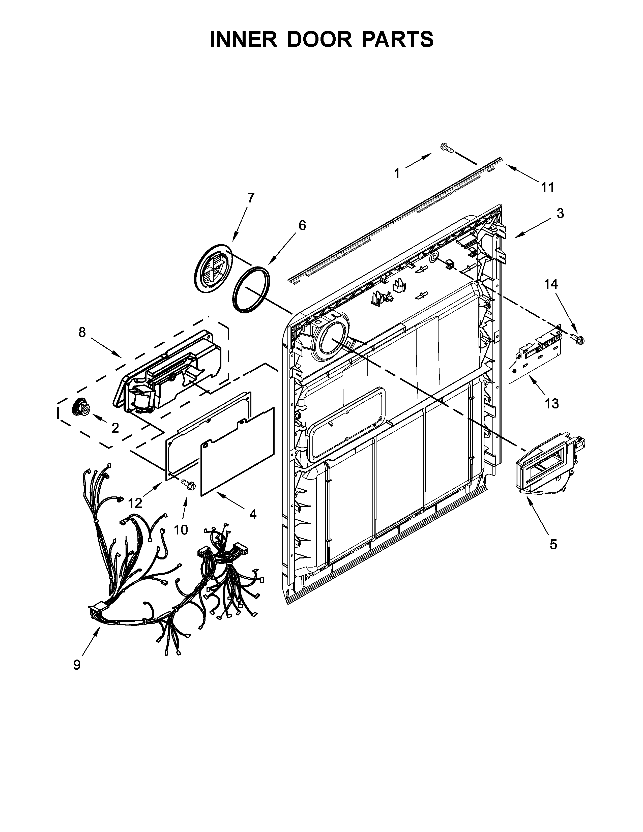 Kenmore 66512413N413 inner door parts diagram