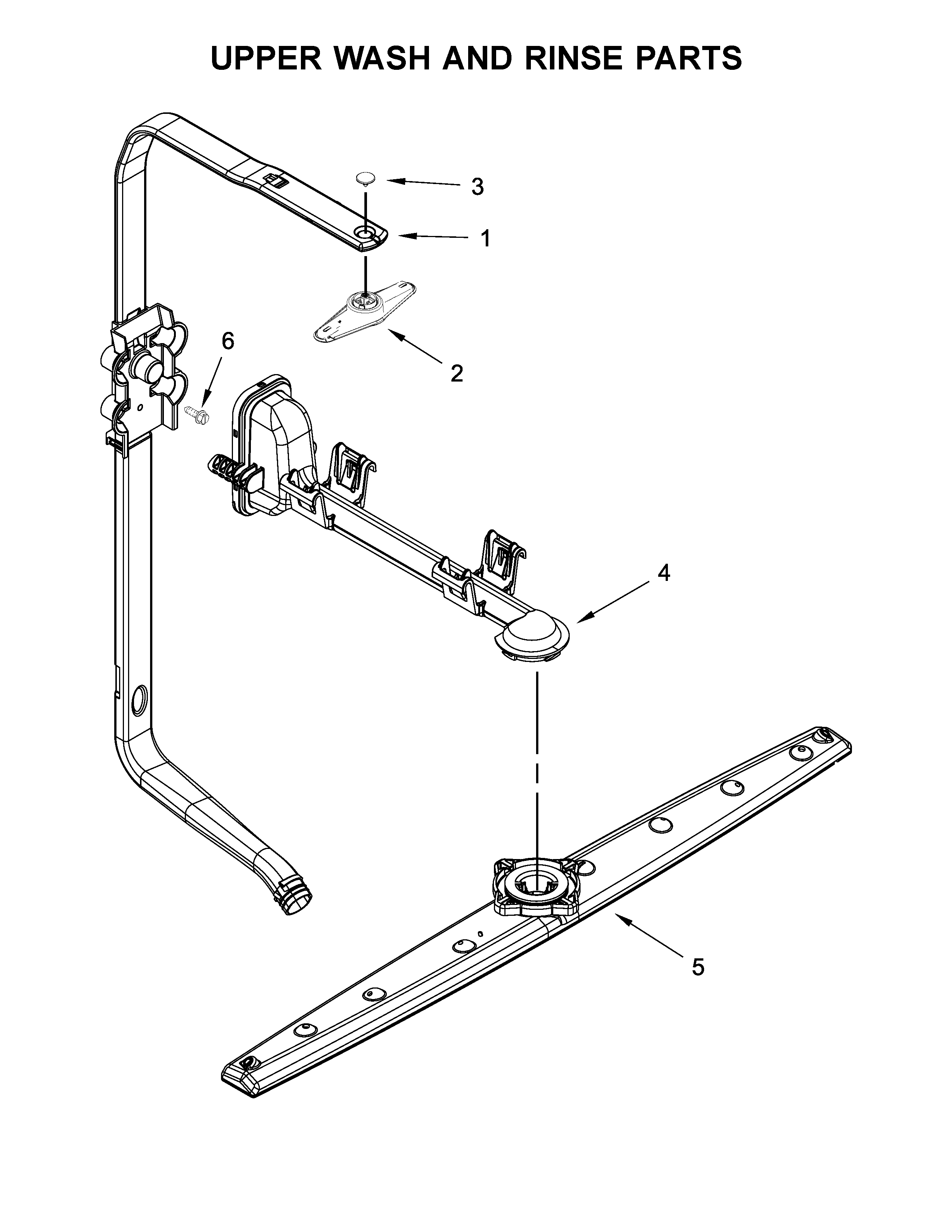 Kenmore 66512413N413 upper wash and rinse parts diagram